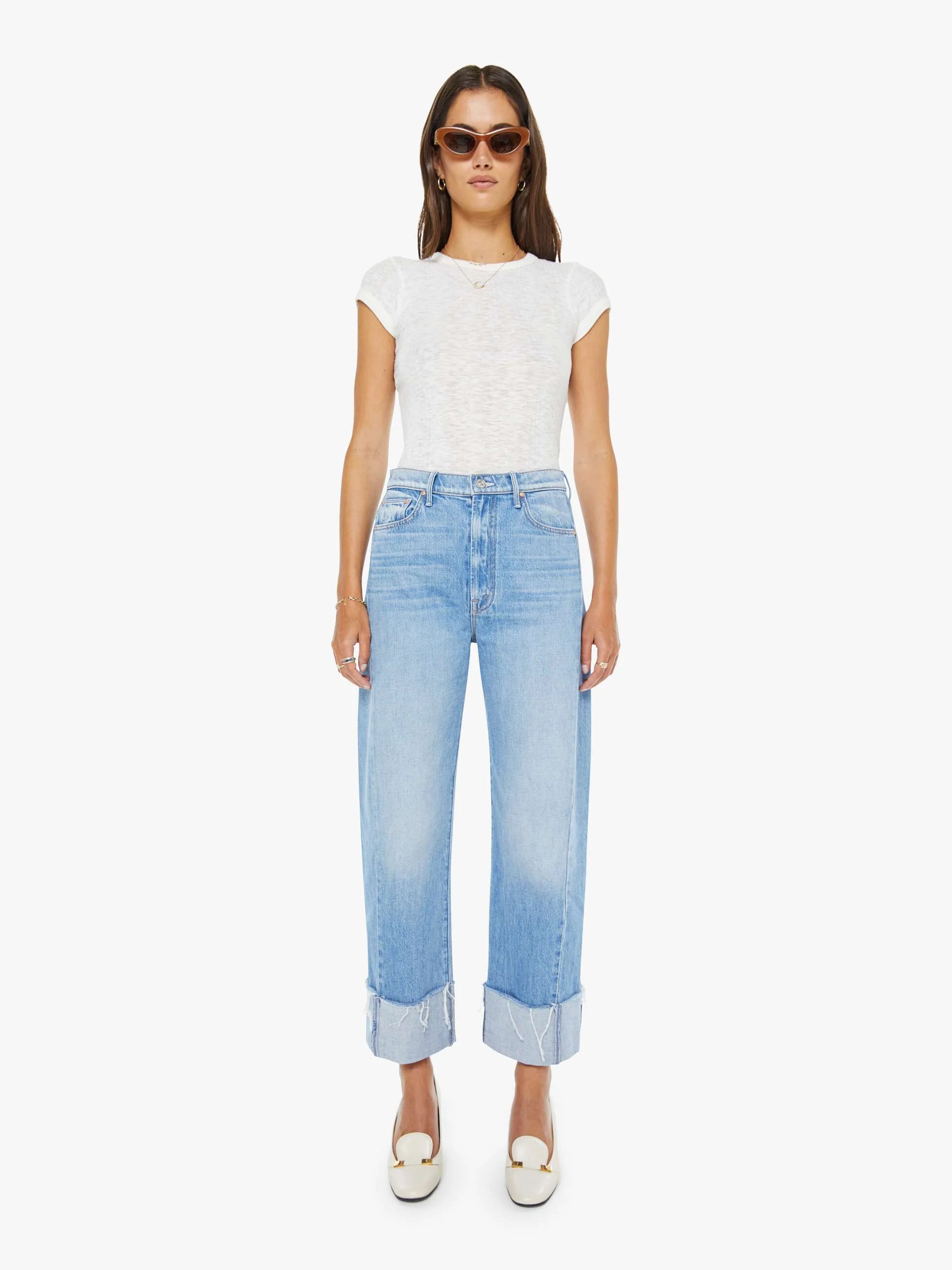 Jeans Mother The Half Pipe Ankle Cuf Fray