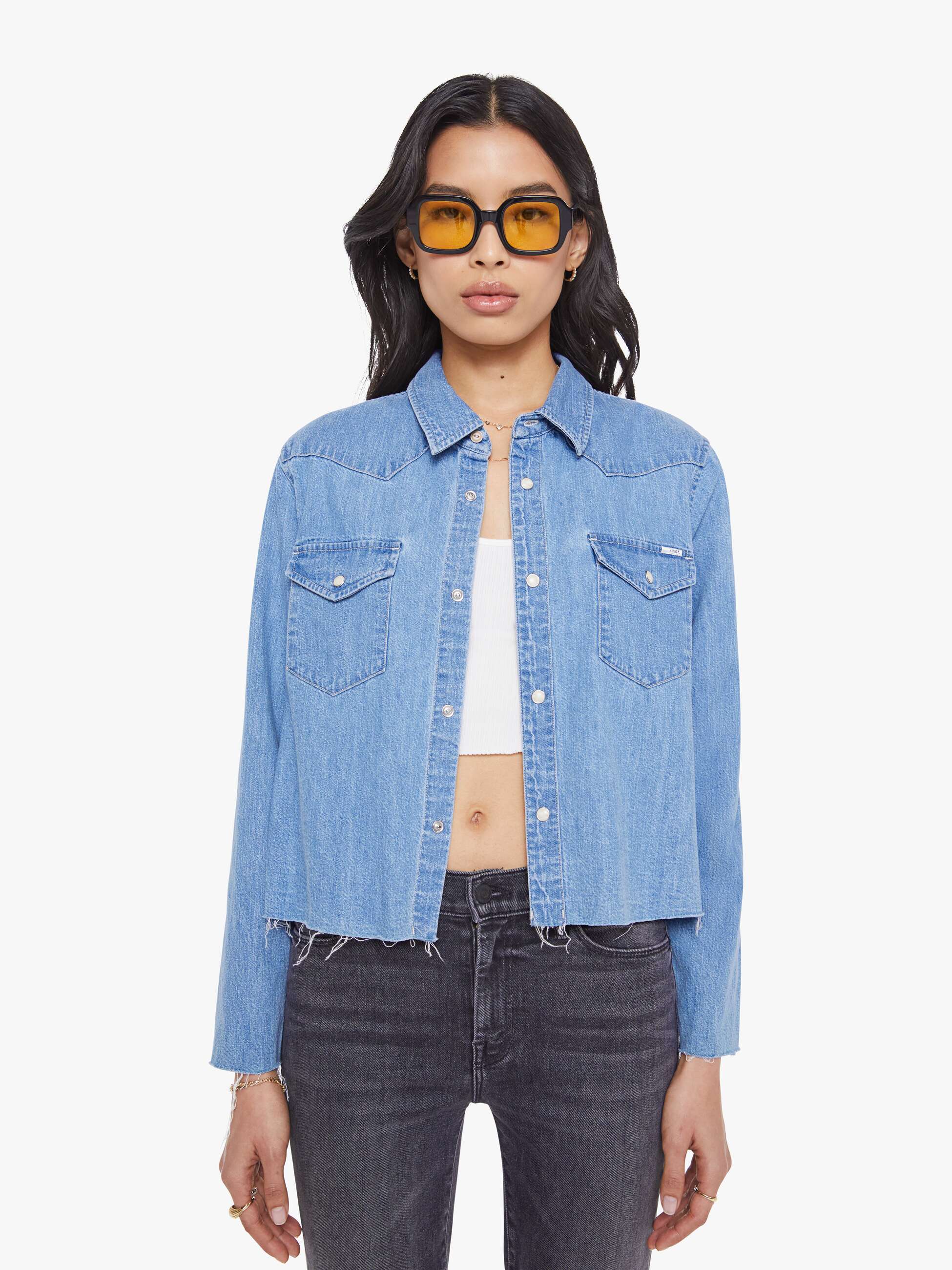 Jeansvest Mother The Super Ex's Crop Fray