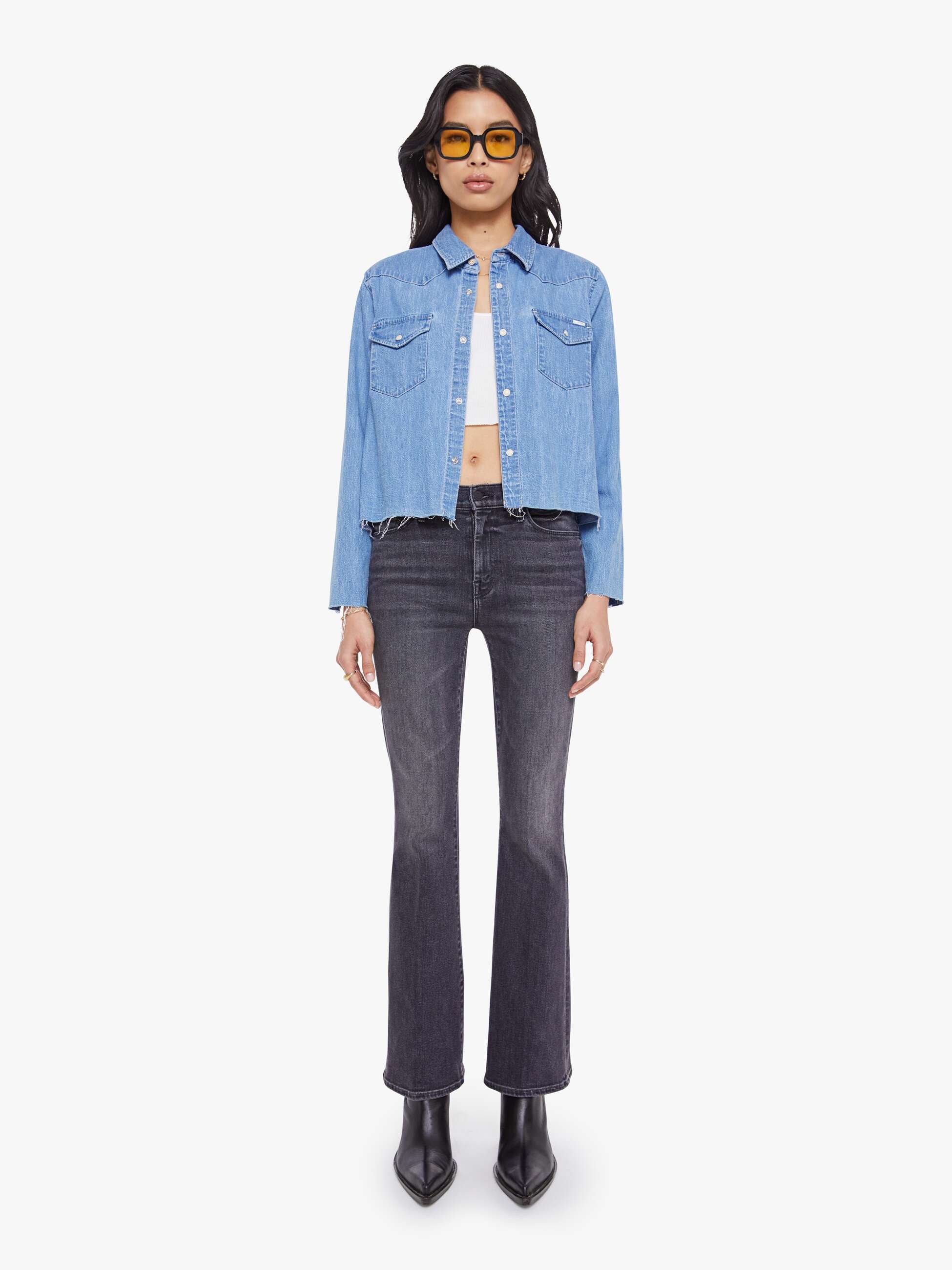 Jeansvest Mother The Super Ex's Crop Fray