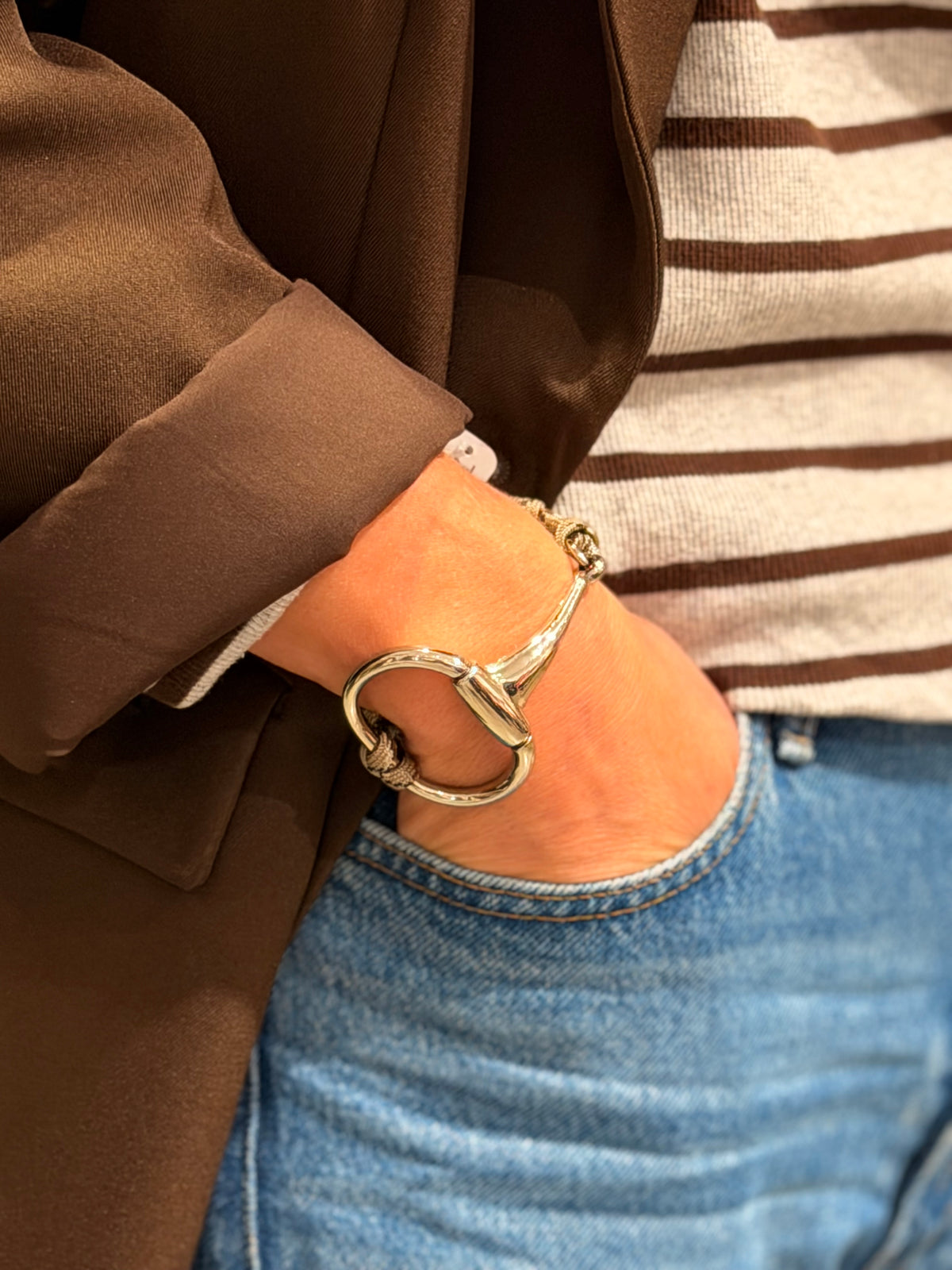 Armband Nilu Big Horsebit Beige