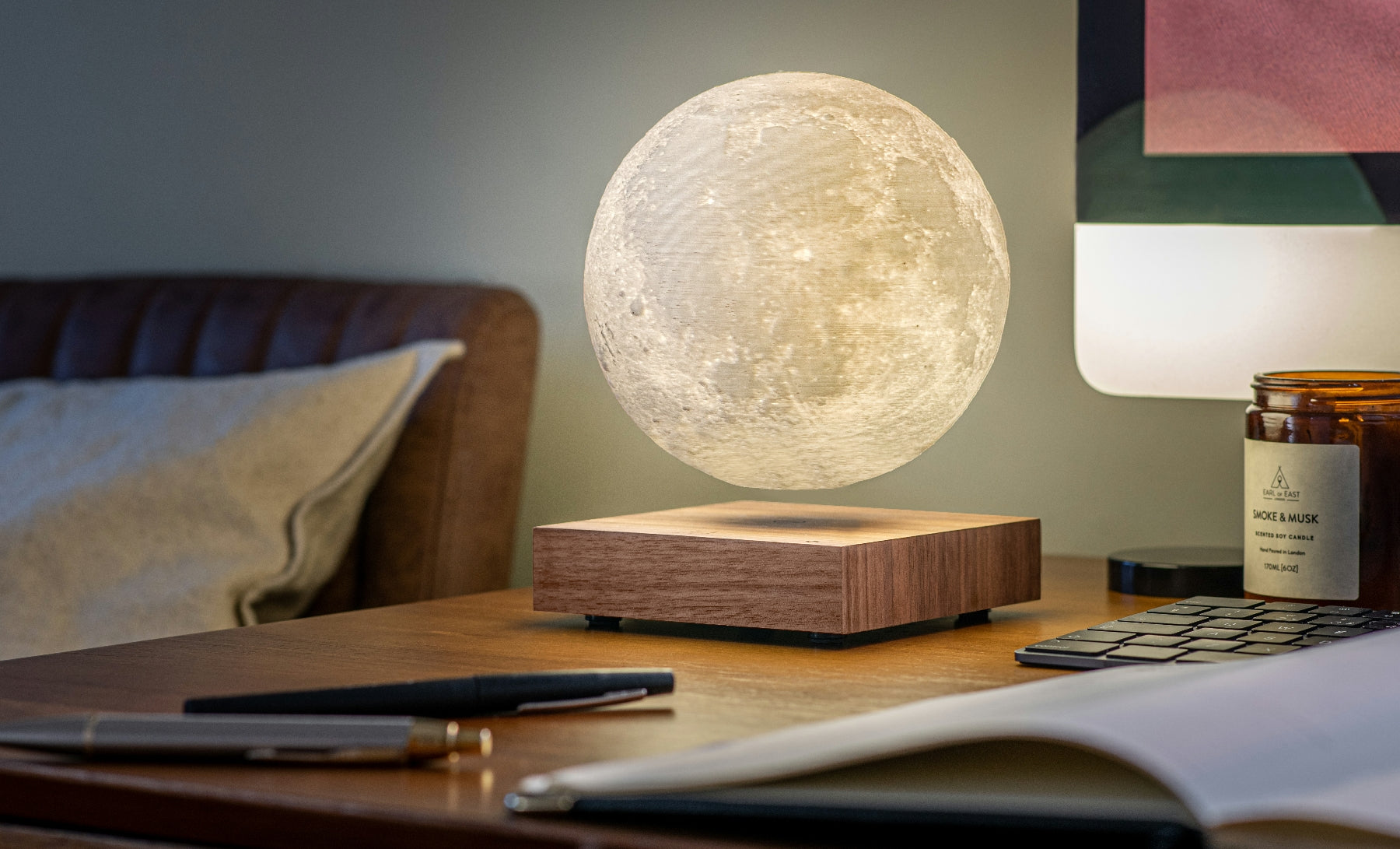 Lamp Gingko Smart Moon Light Walnut