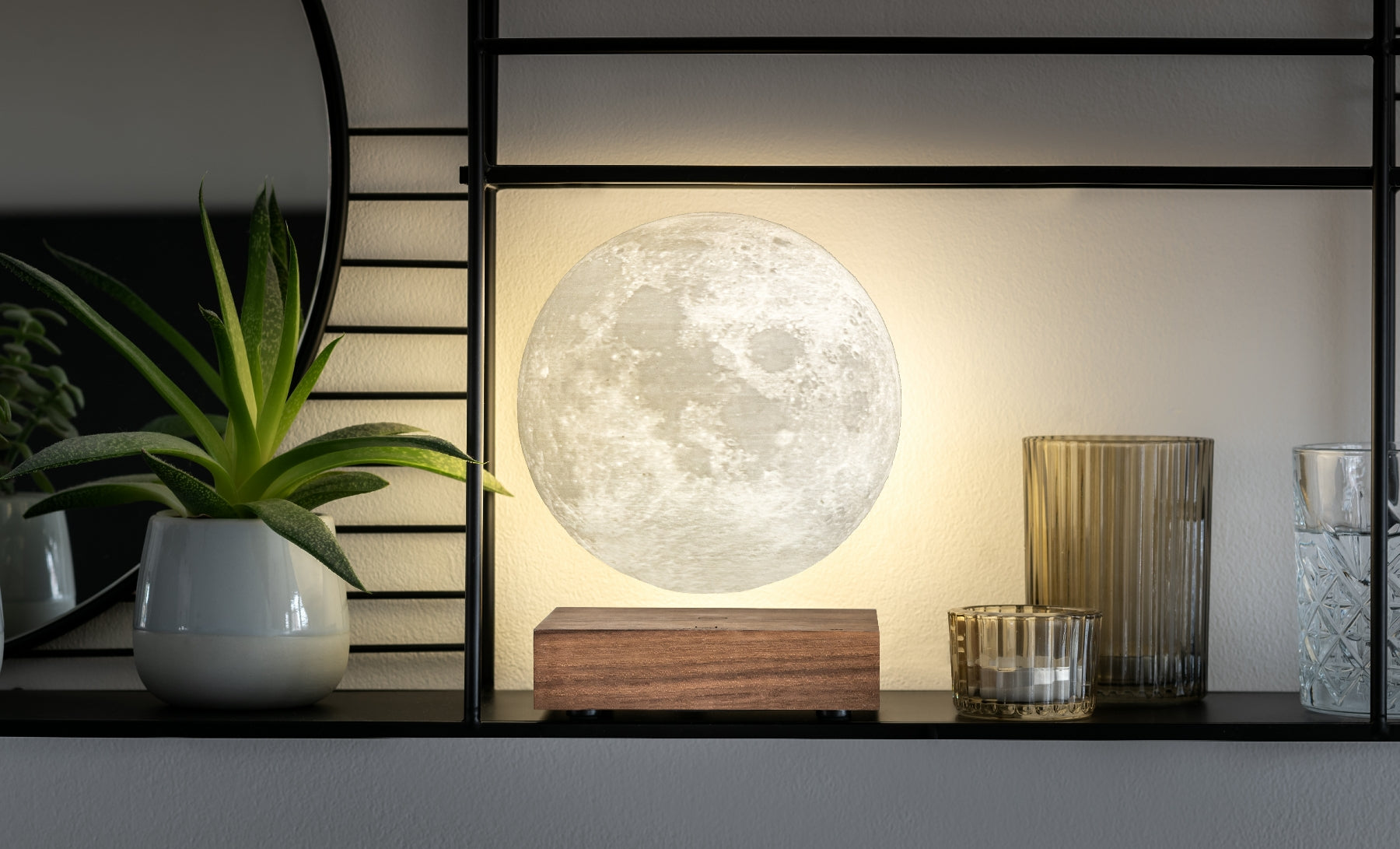 Lamp Gingko Smart Moon Light Walnut