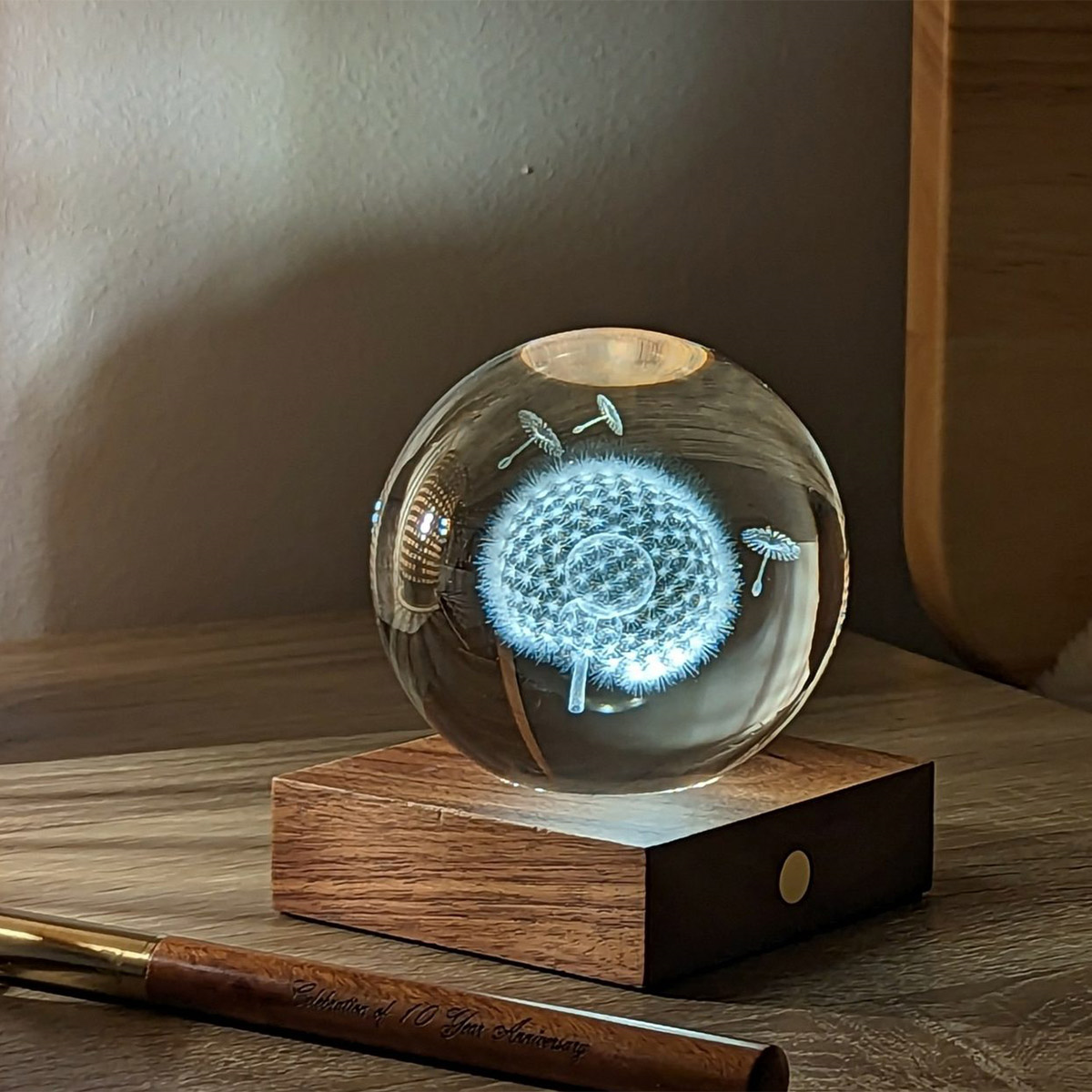 Lamp Gingko Amber Crystal Dandelion