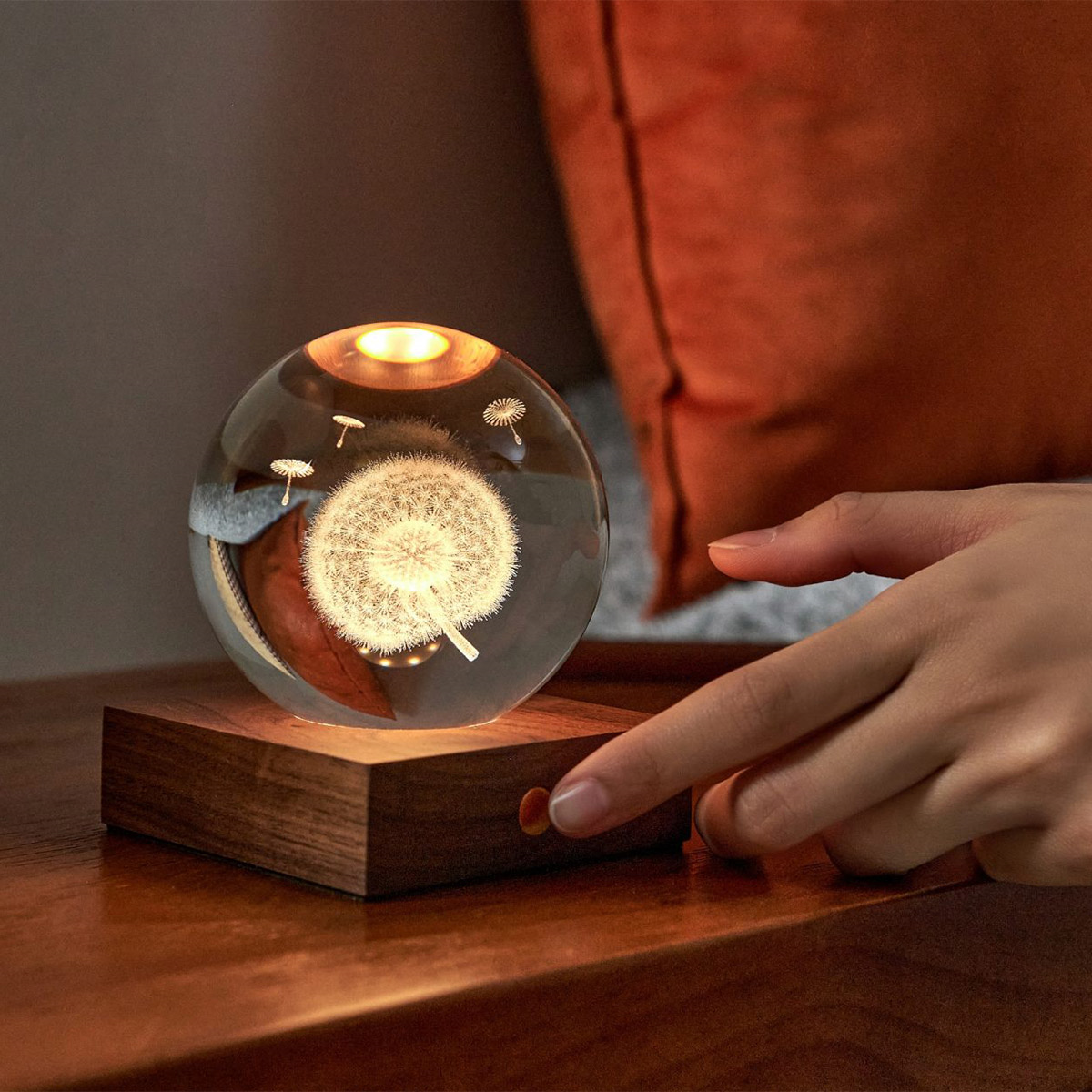 Lamp Gingko Amber Crystal Dandelion