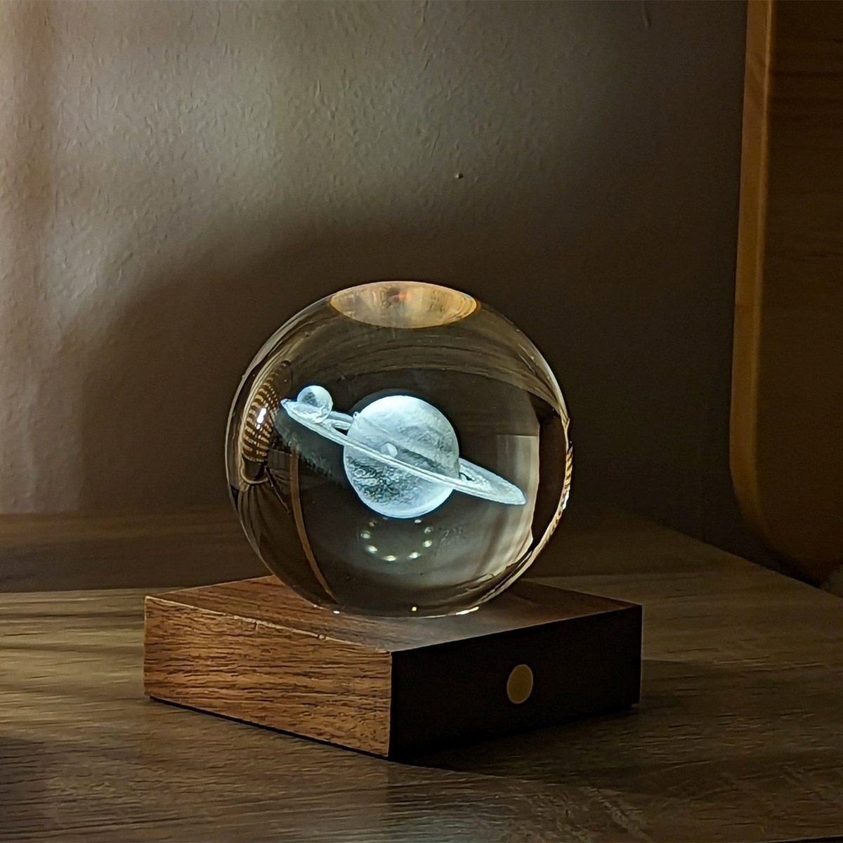 Lamp Gingko Amber Crystal Saturn