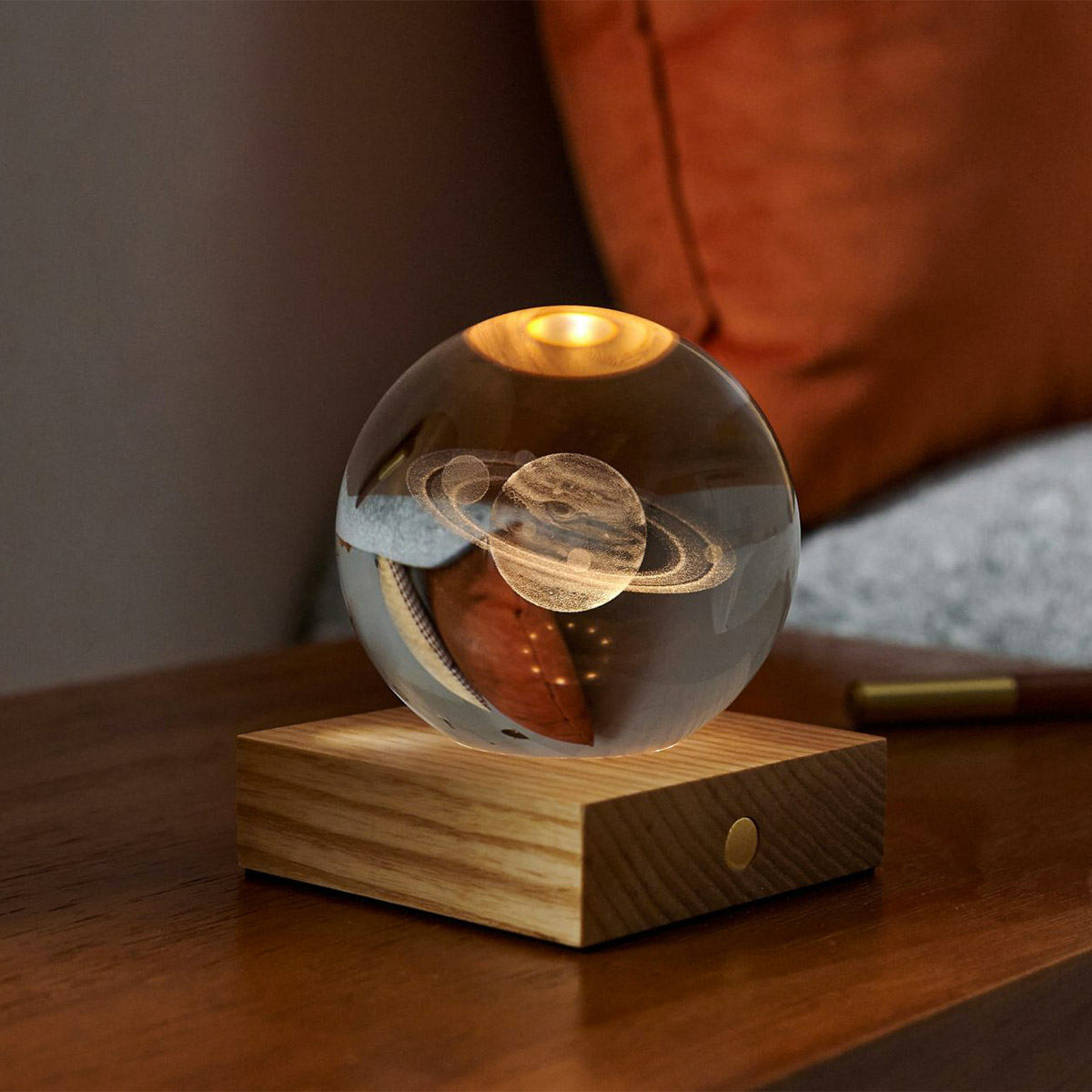 Lamp Gingko Amber Crystal Saturn