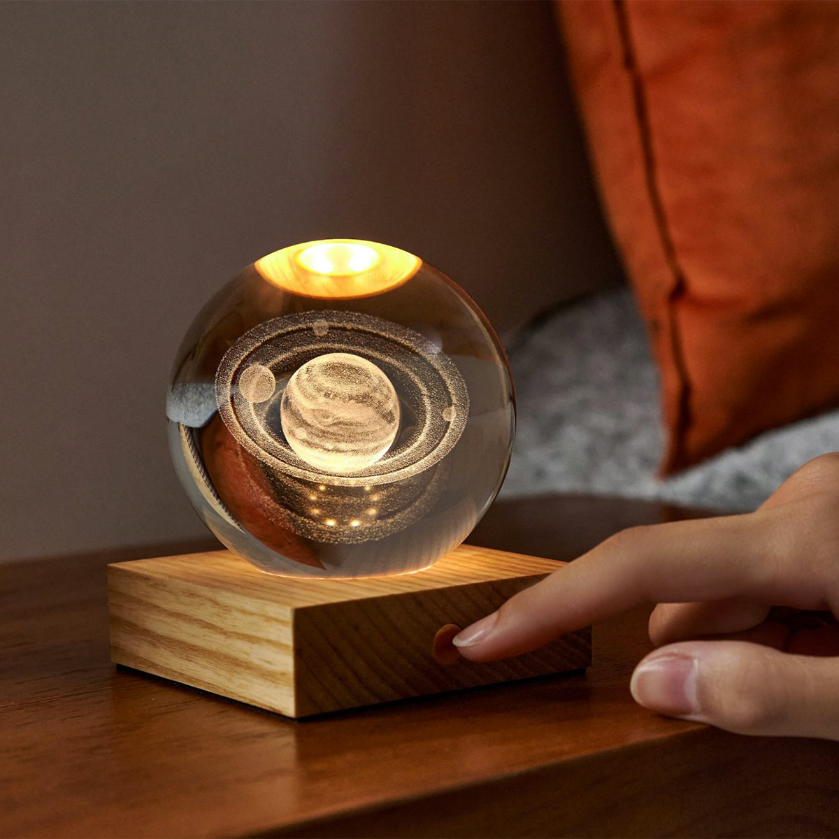 Lamp Gingko Amber Crystal Saturn