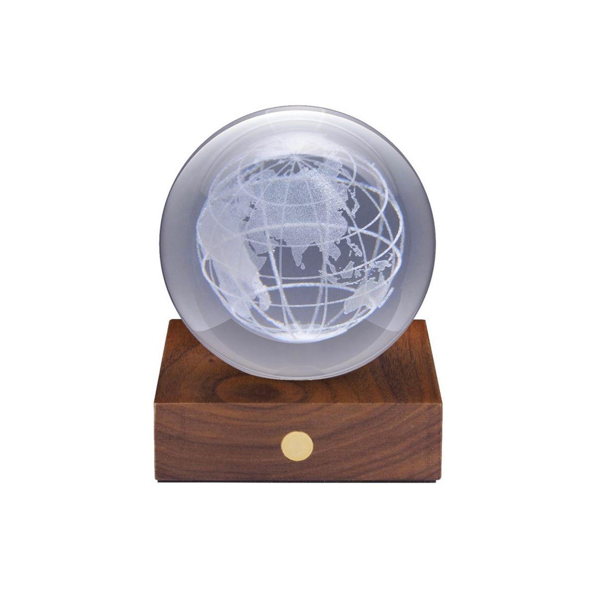 Lamp Gingko Amber Crystal World Globe