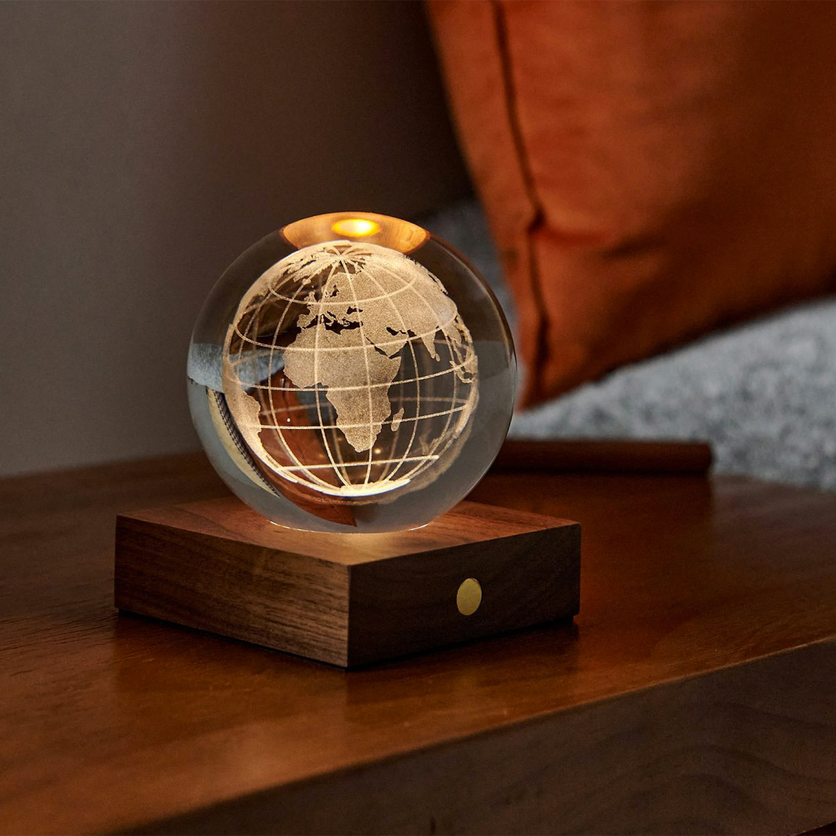 Lamp Gingko Amber Crystal World Globe
