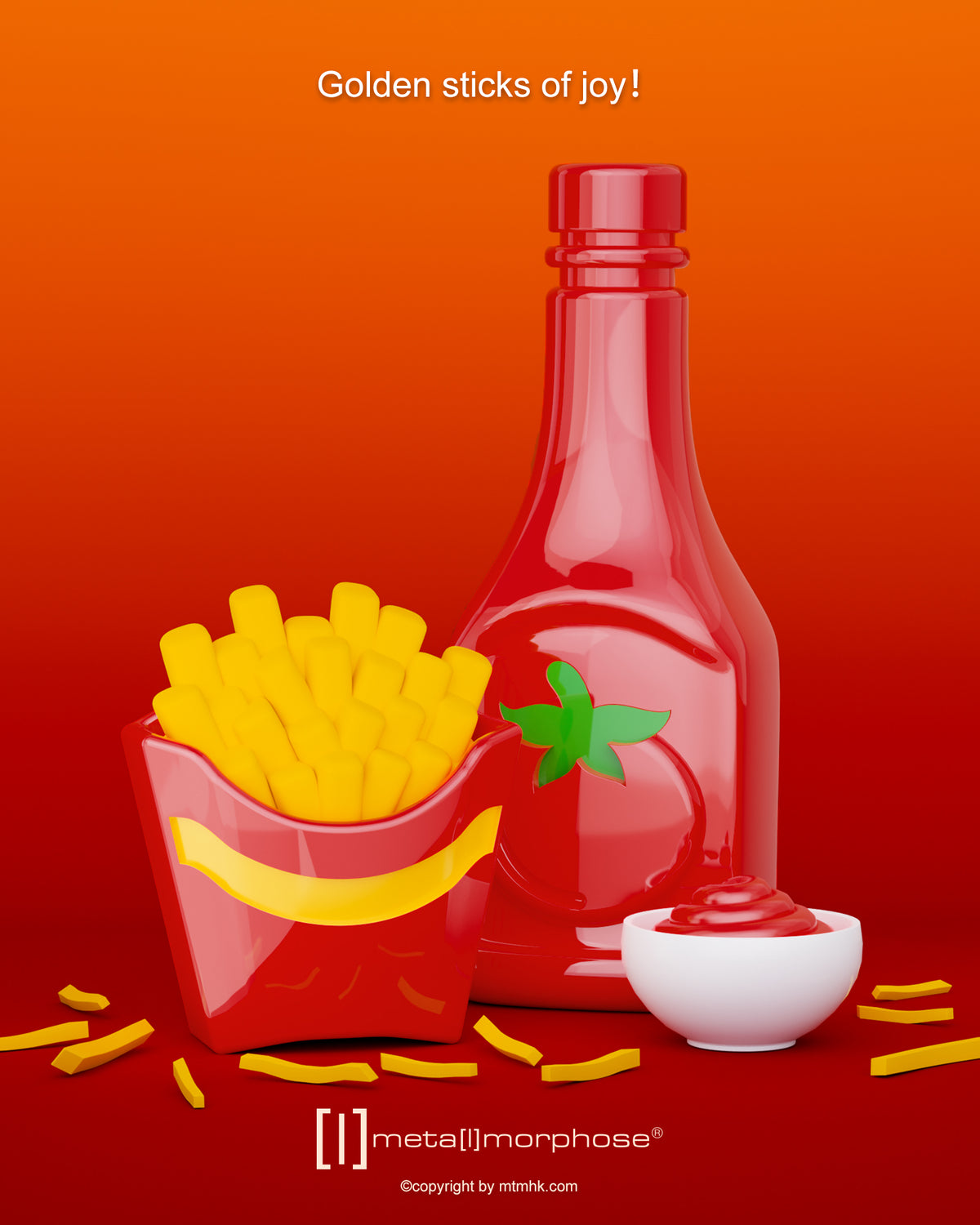 Sleutelhanger Foodie Collection French Fries with Ketchup