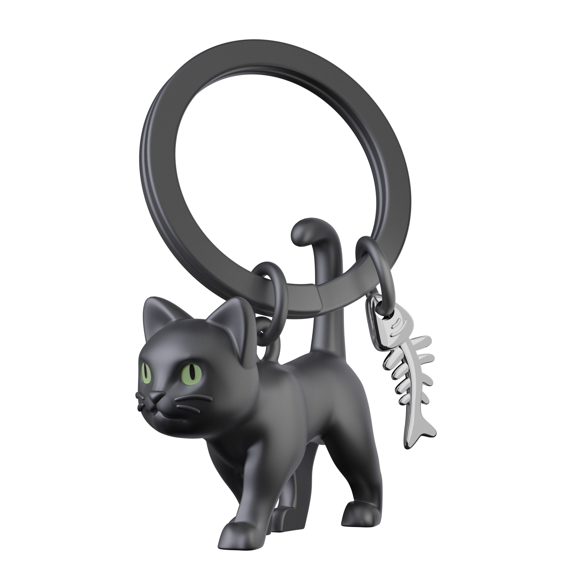 Sleutelhanger Animal Collection Black Cat with Fish Bone