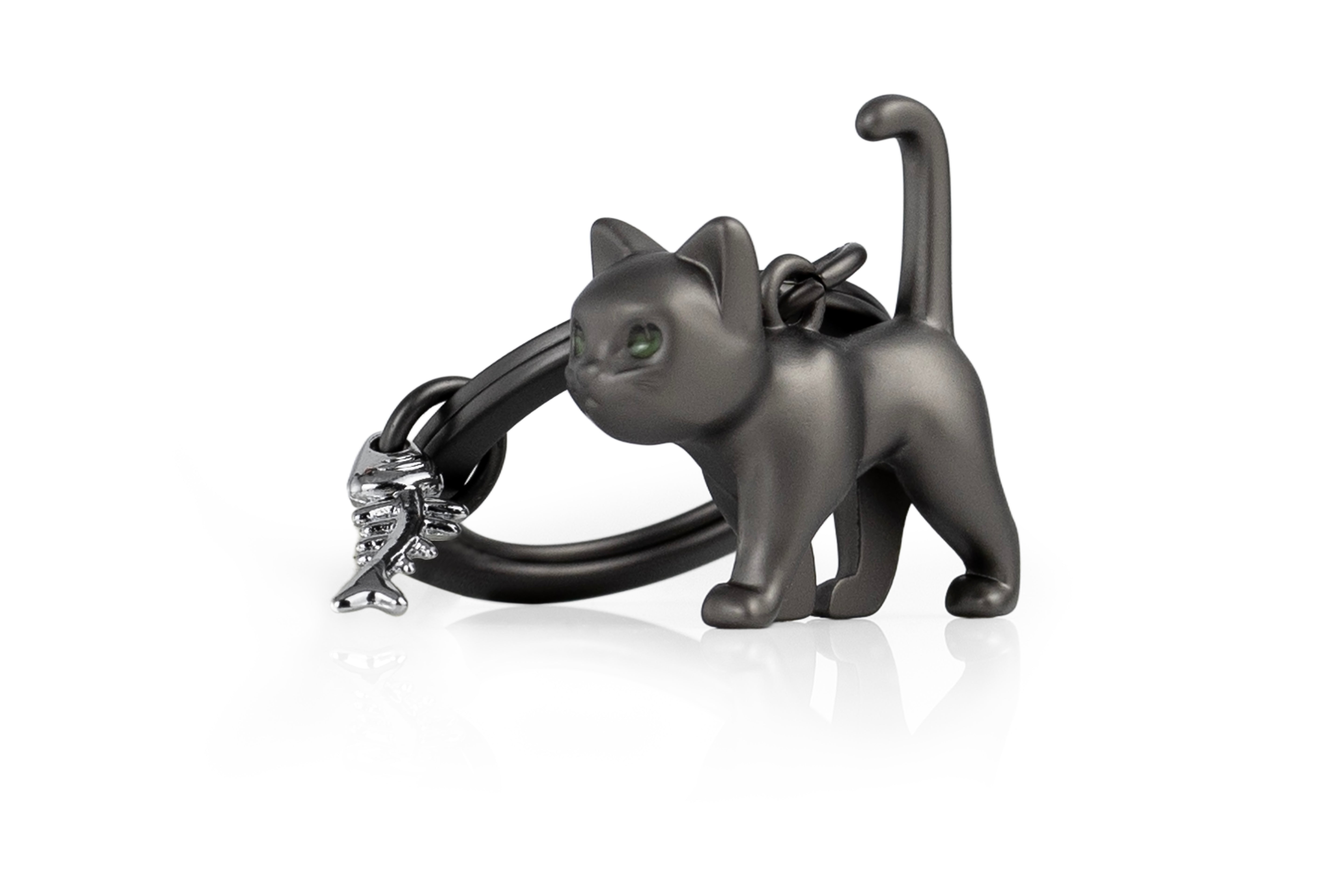 Sleutelhanger Animal Collection Black Cat with Fish Bone