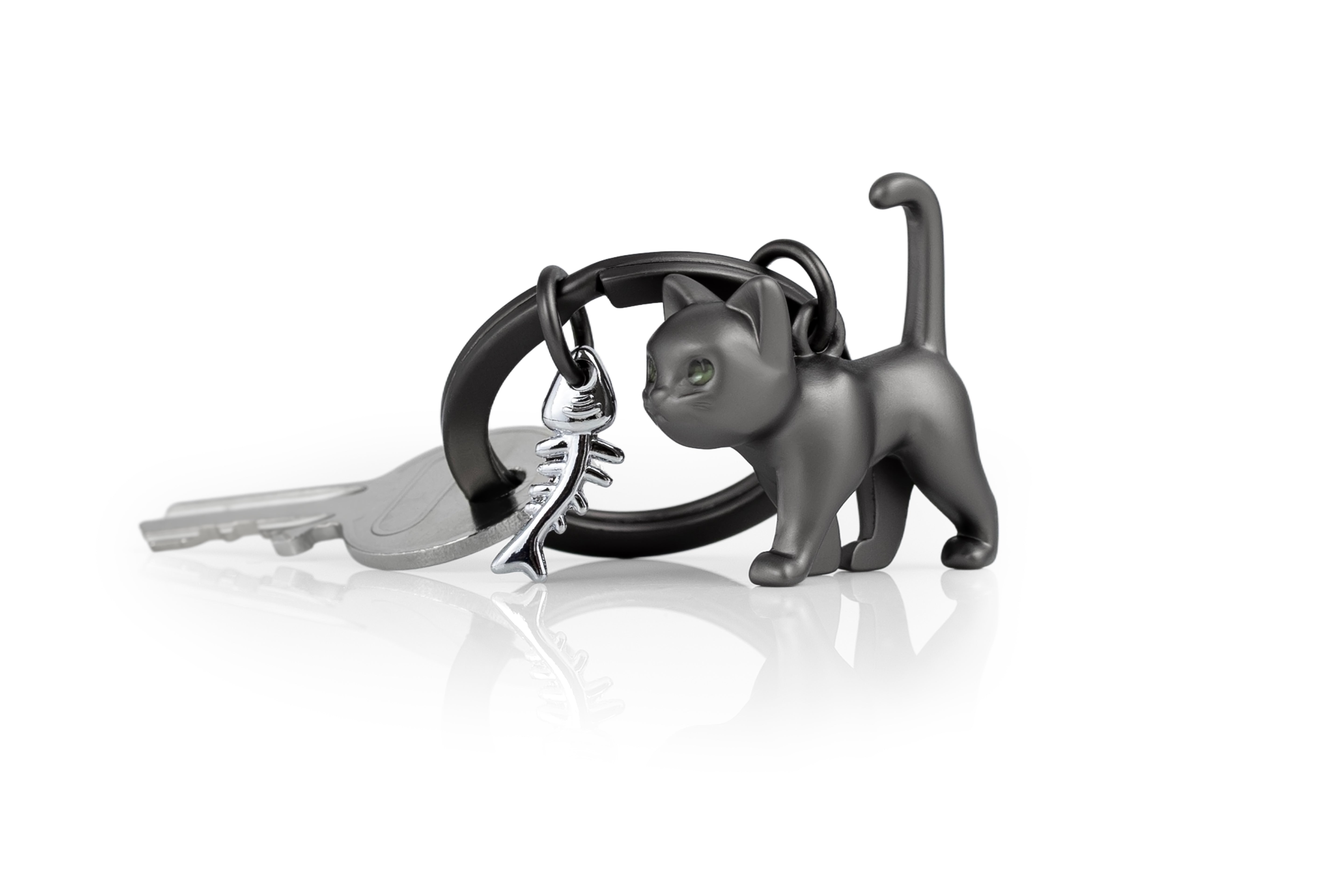Sleutelhanger Animal Collection Black Cat with Fish Bone