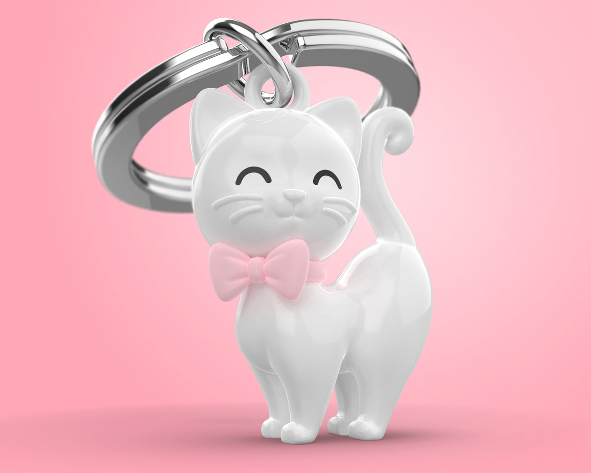 Sleutelhanger Animal Collection White Cat with Bowtie