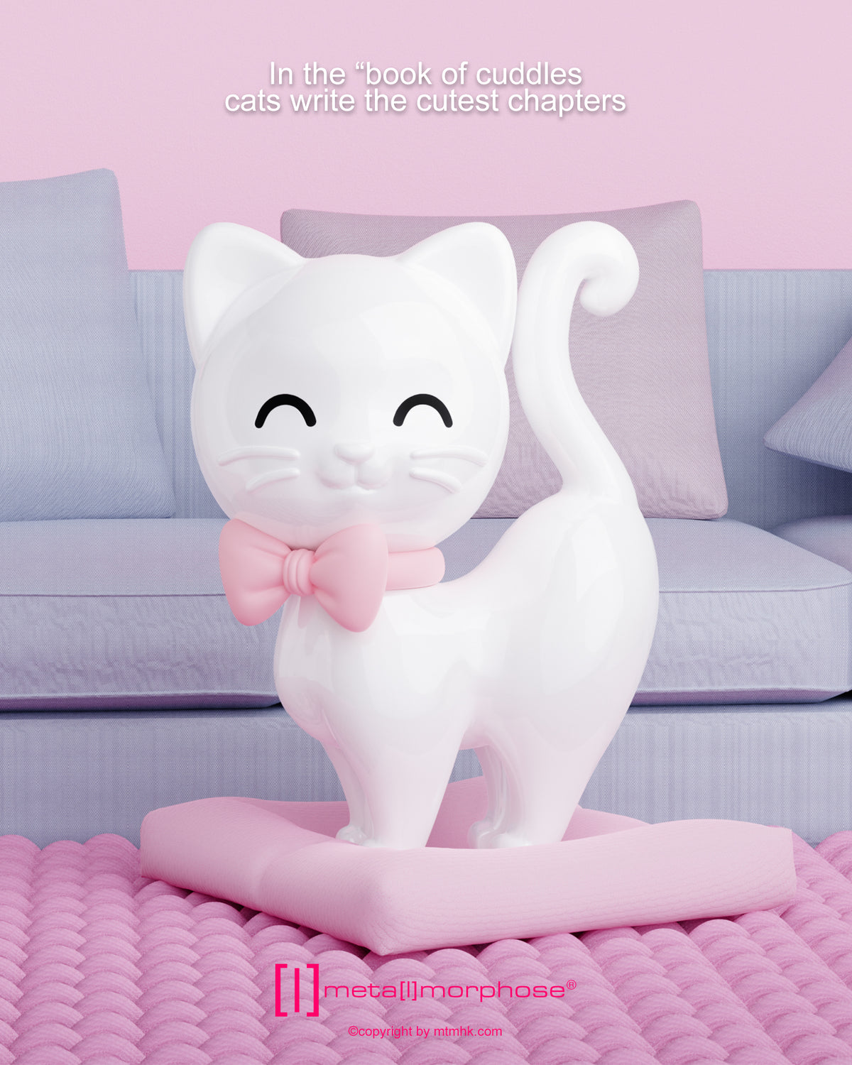 Sleutelhanger Animal Collection White Cat with Bowtie