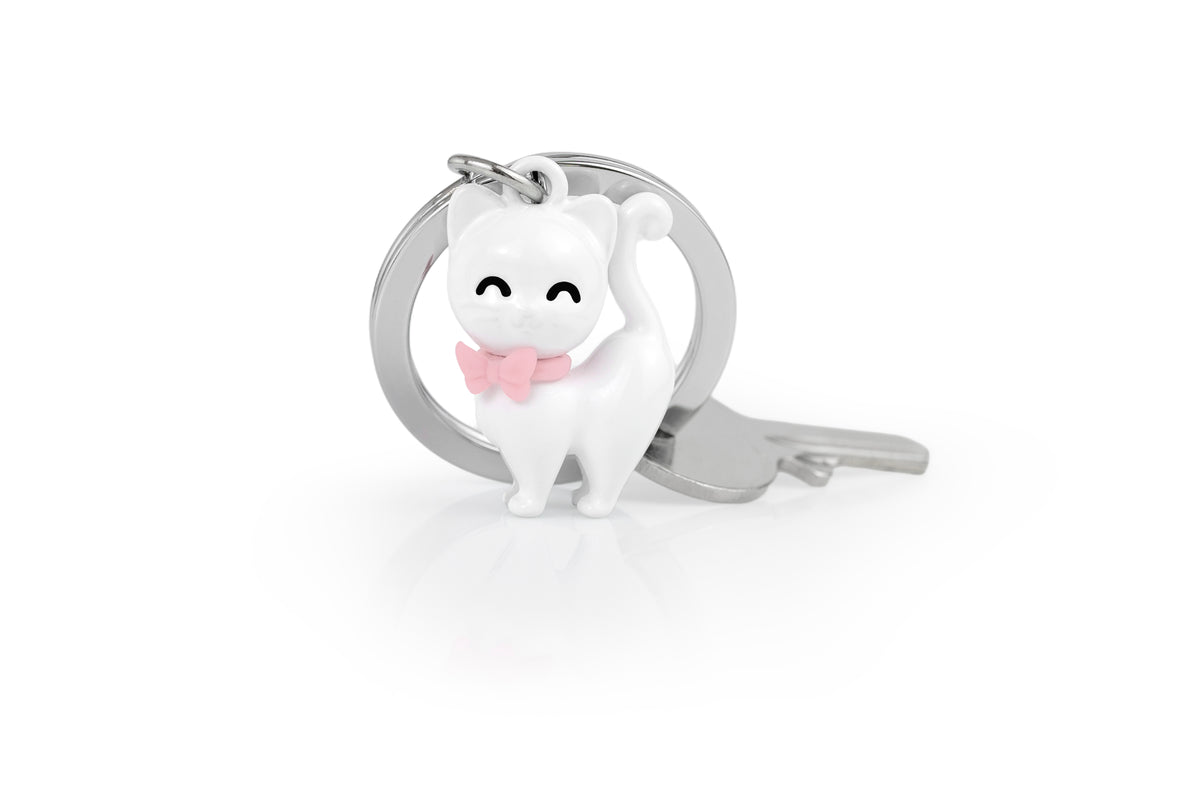 Sleutelhanger Animal Collection White Cat with Bowtie