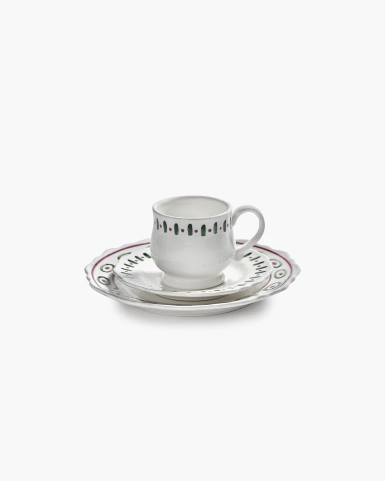 Koffiekop en Schotel Charly Cappuccino Bordeaux Green