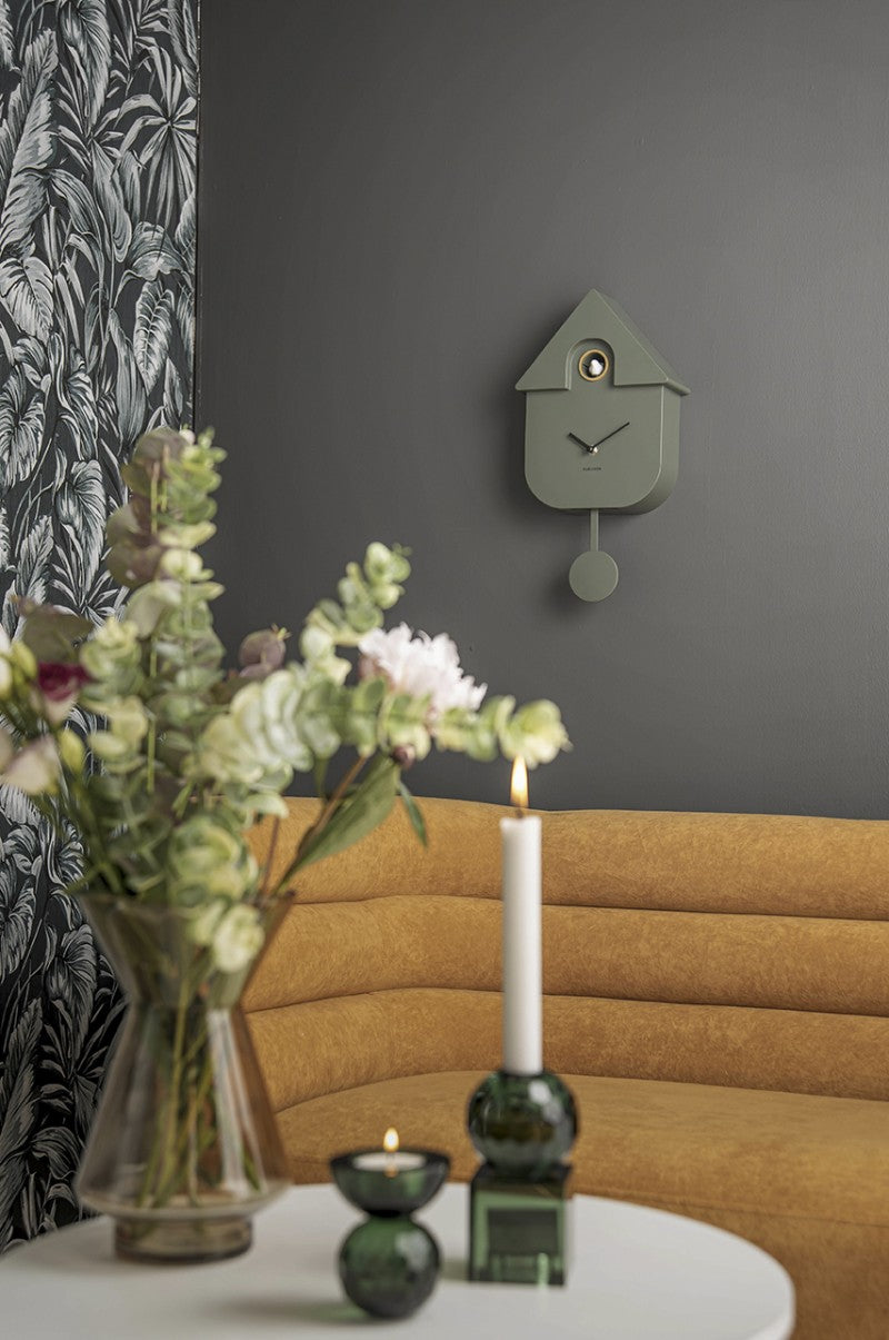 Klok Cuckoo Modern Wall Clock 41,5x8,5x21,5 cm Groen