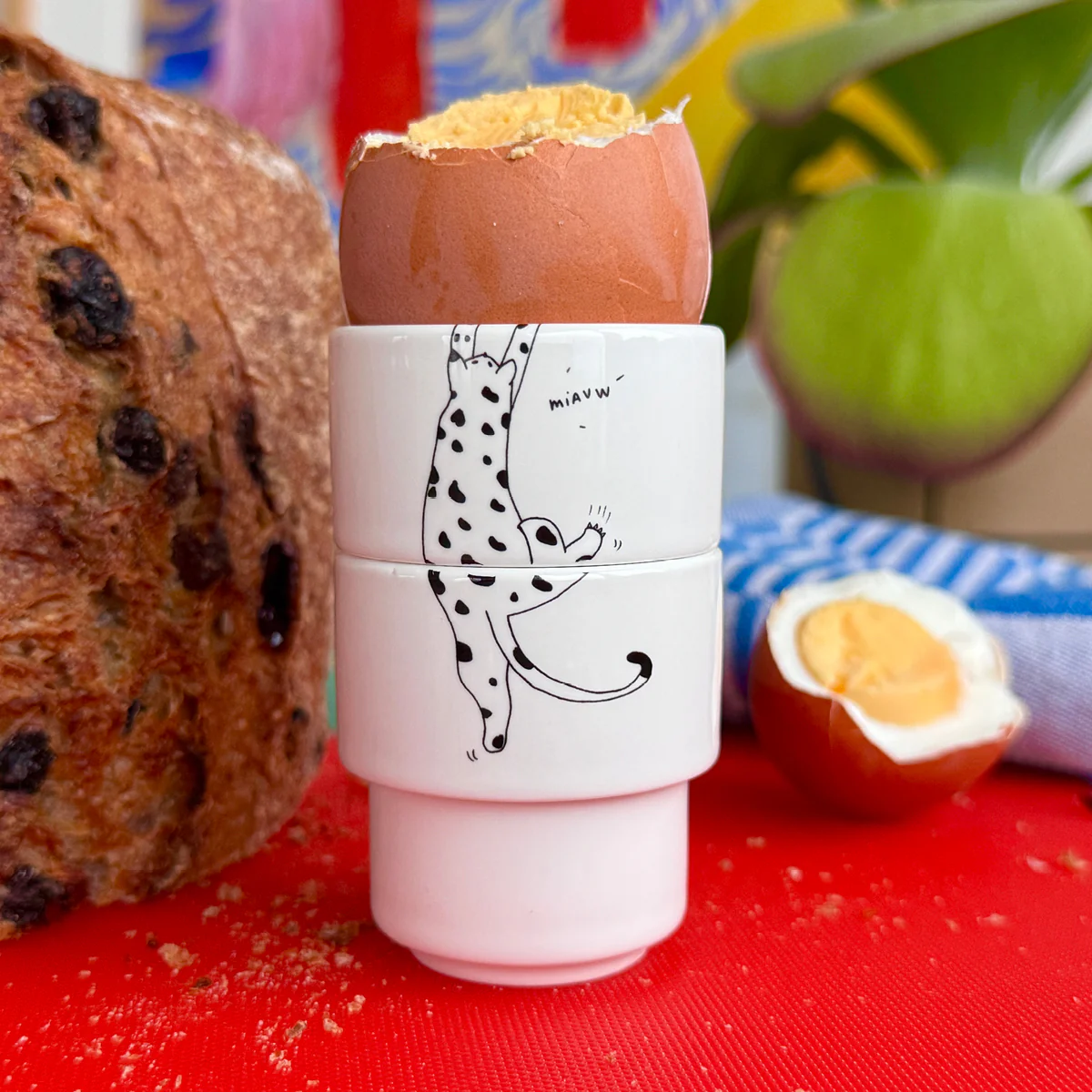 Eierdopjes Helen B Stapelbaar Meow Cat set 2