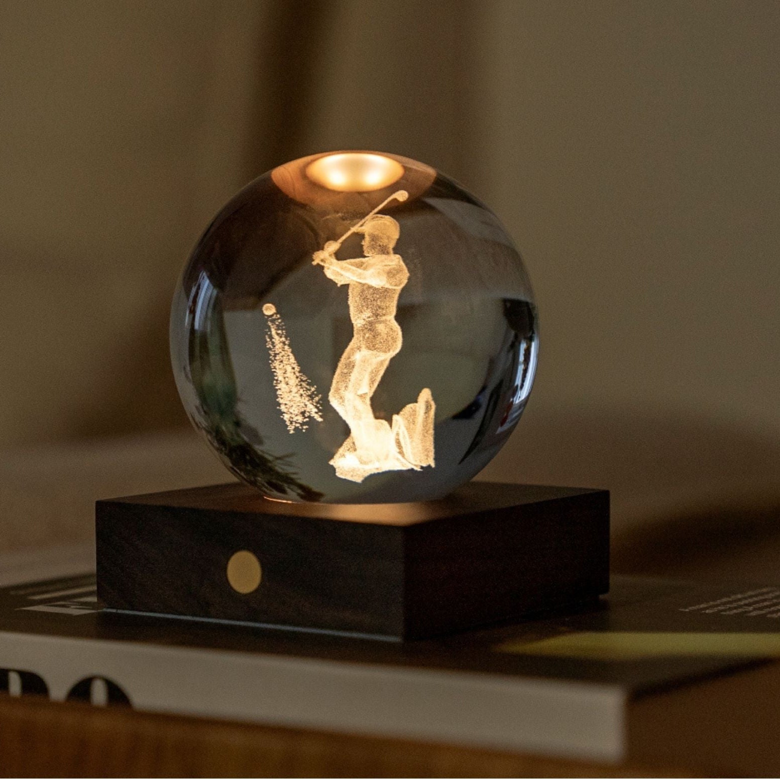 Lamp Gingko Amber Crystal Golf