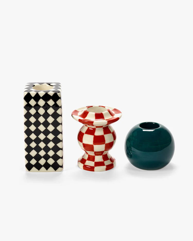 Kandelaars Chessboard Candle Holders Set 3