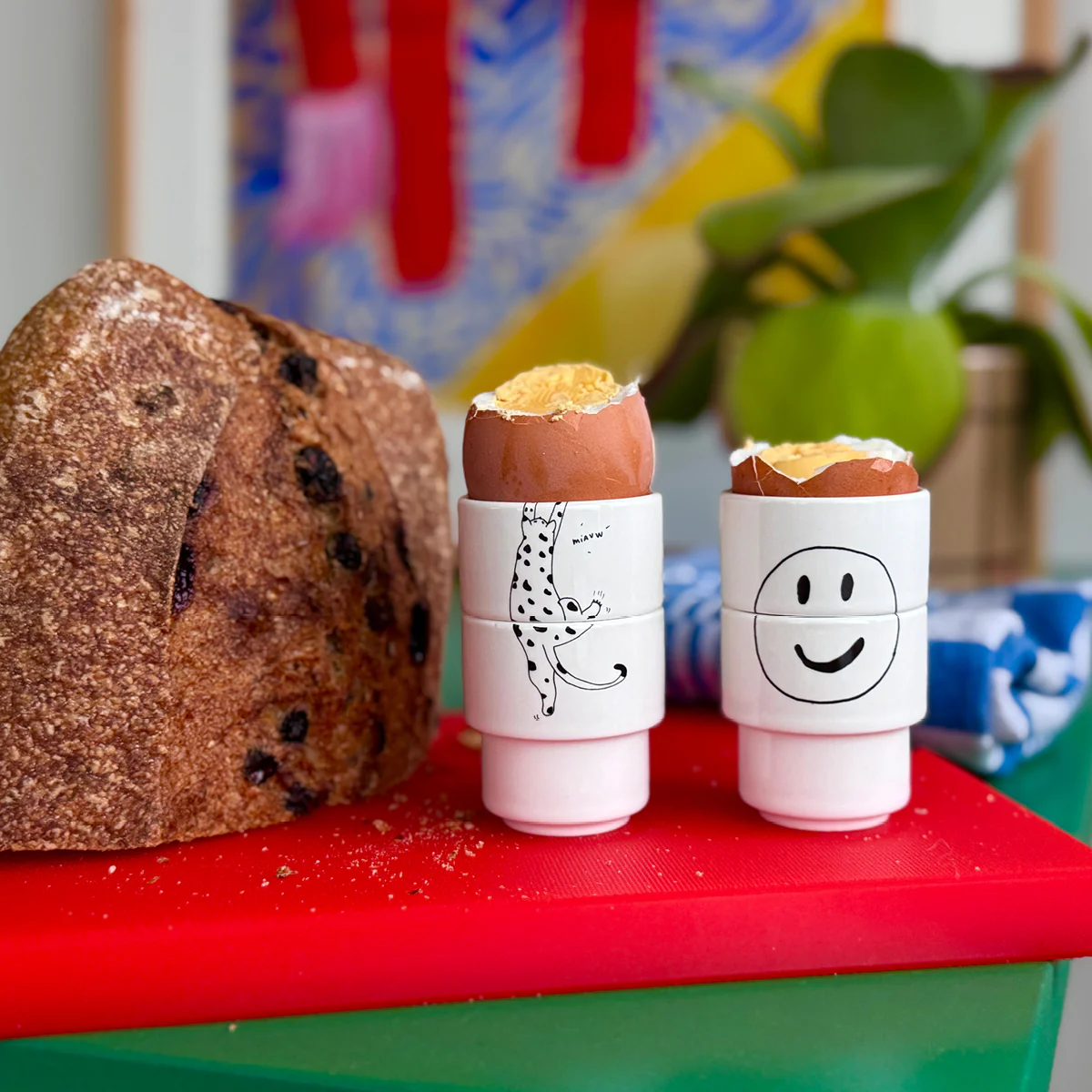 Eierdopjes Helen B Stapelbaar Meow Cat set 2