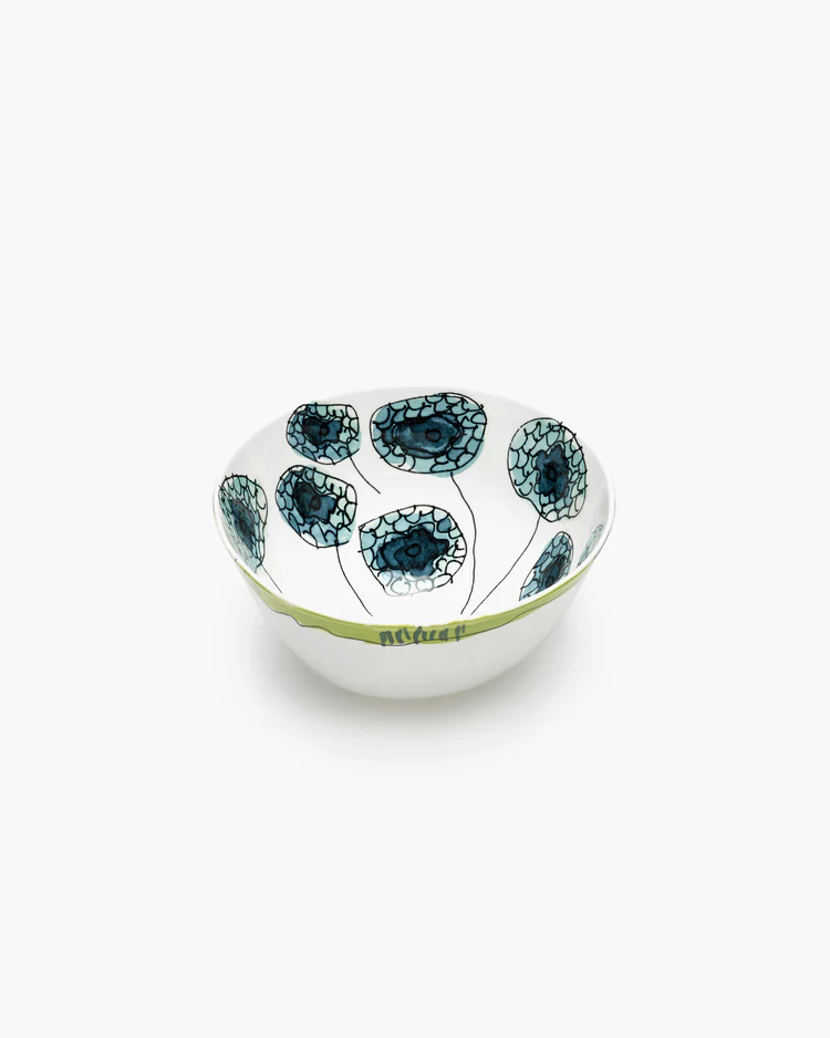 Serveerkom Midnight Flowers Hoog M D22 H11,5 cm Anemone Blue