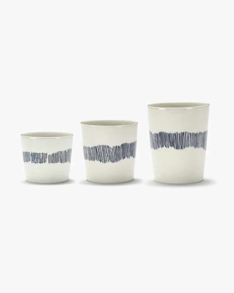 Theekop Feast 33 Cl Wit Swirl-Stripes Blauw