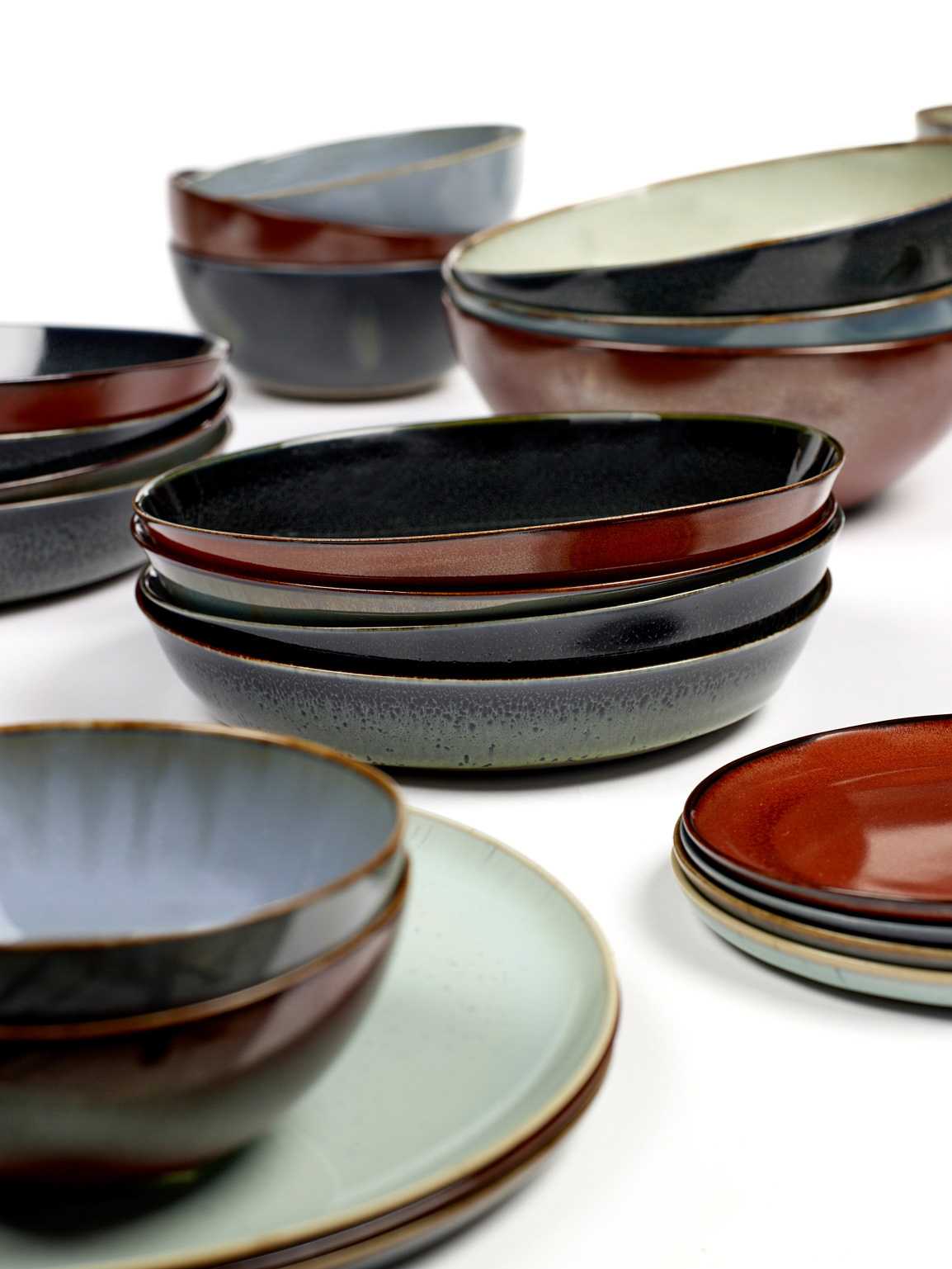 BOWL M D13,7 H6 MISTY GREY / DARK BLUE