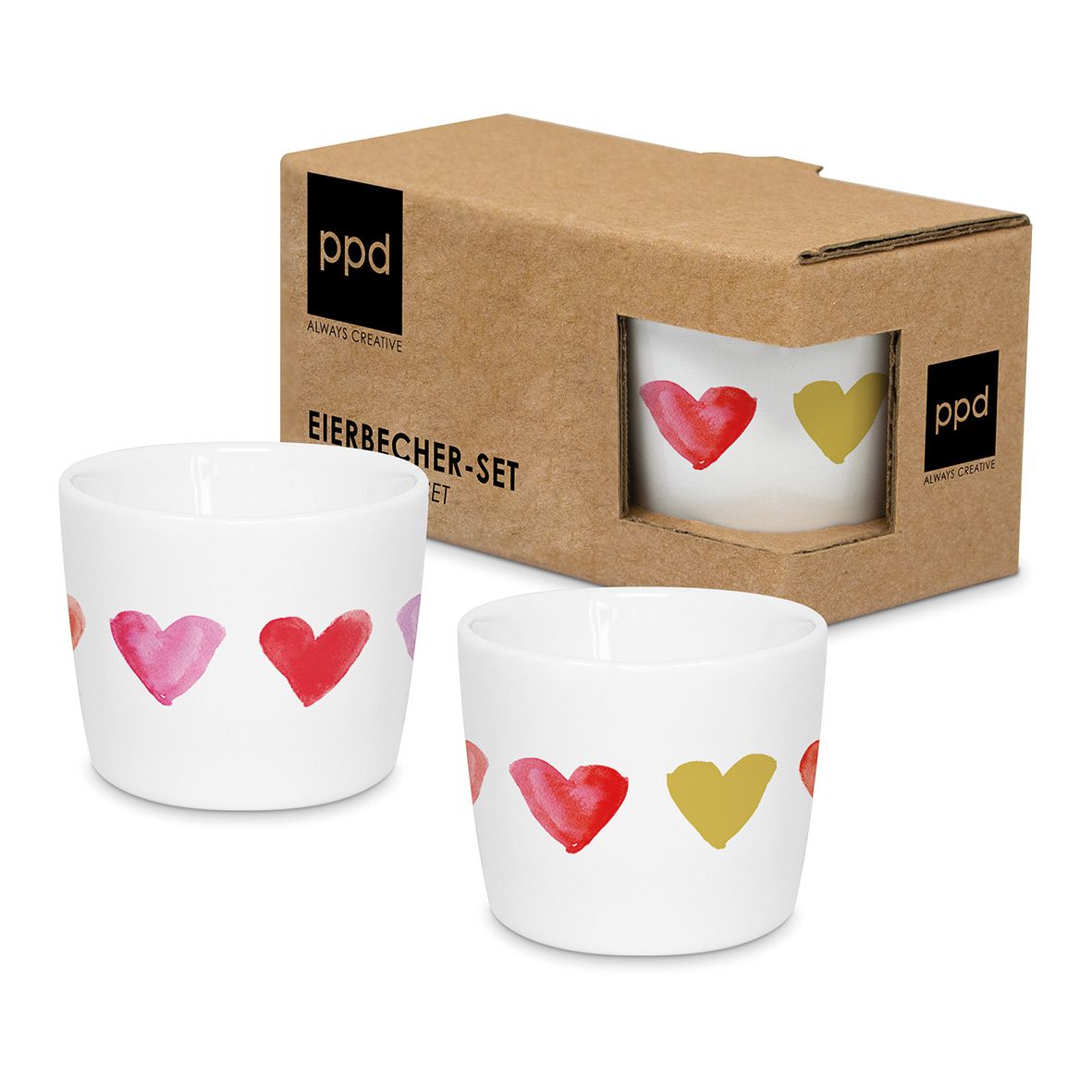 Eierdopjes PPD Aquarell Hearts Set 2