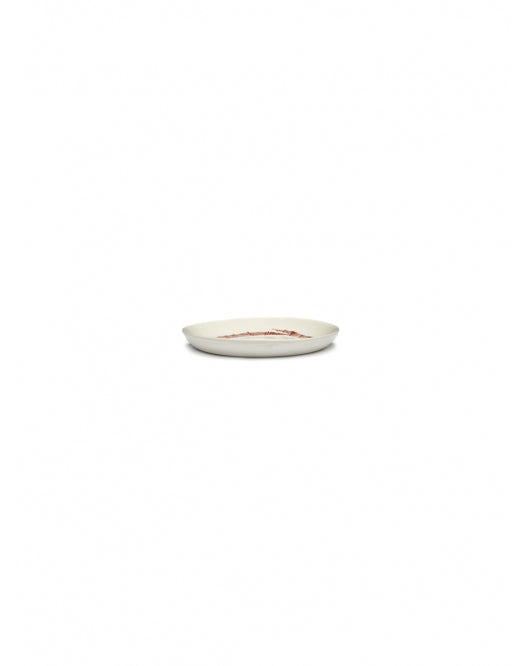 <transcy>Plate Feast XS L16 X W16 X H2 cm White Swirl-Stripes Red</transcy>