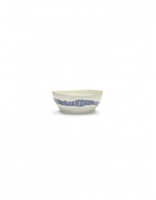 Kom Feast S D16 X H7,5 Cm Wit Swirl-Stripes Blauw