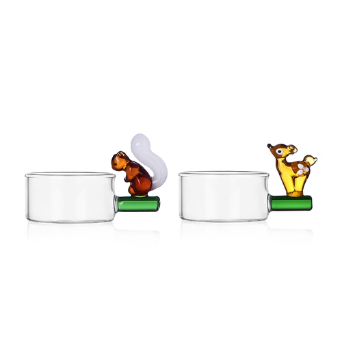 Theelichtjes Ichendorf Glas set van 2 Bambi en Eekhoorn