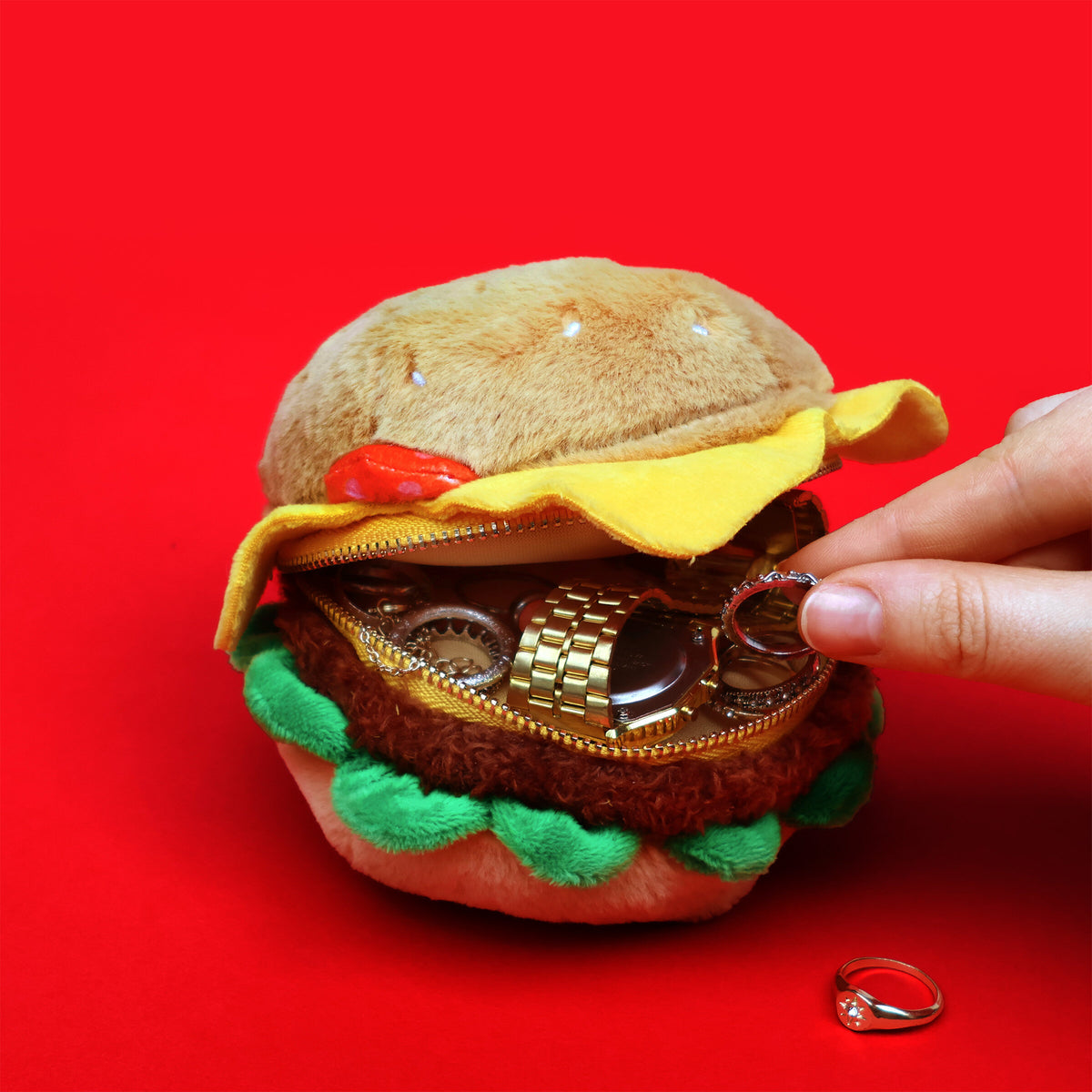 Pochette Plush Zip Pouch Hamburger