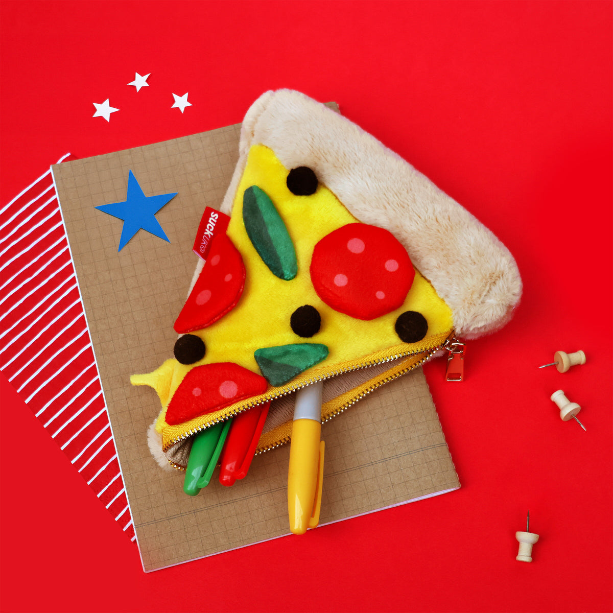 Pochette Plush Zip Pouch Pizza