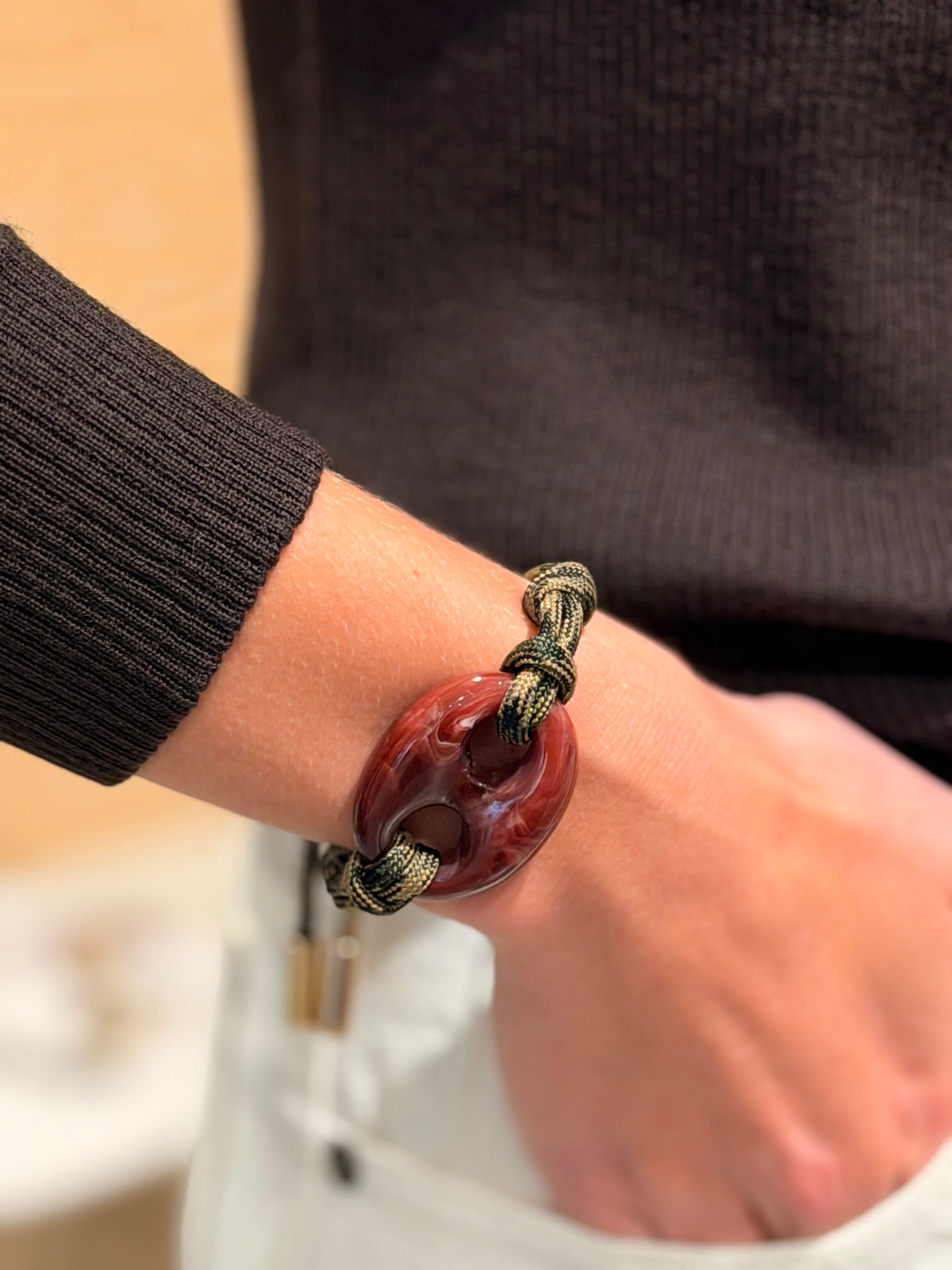 Armband Nilu M Bordeaux Khaki
