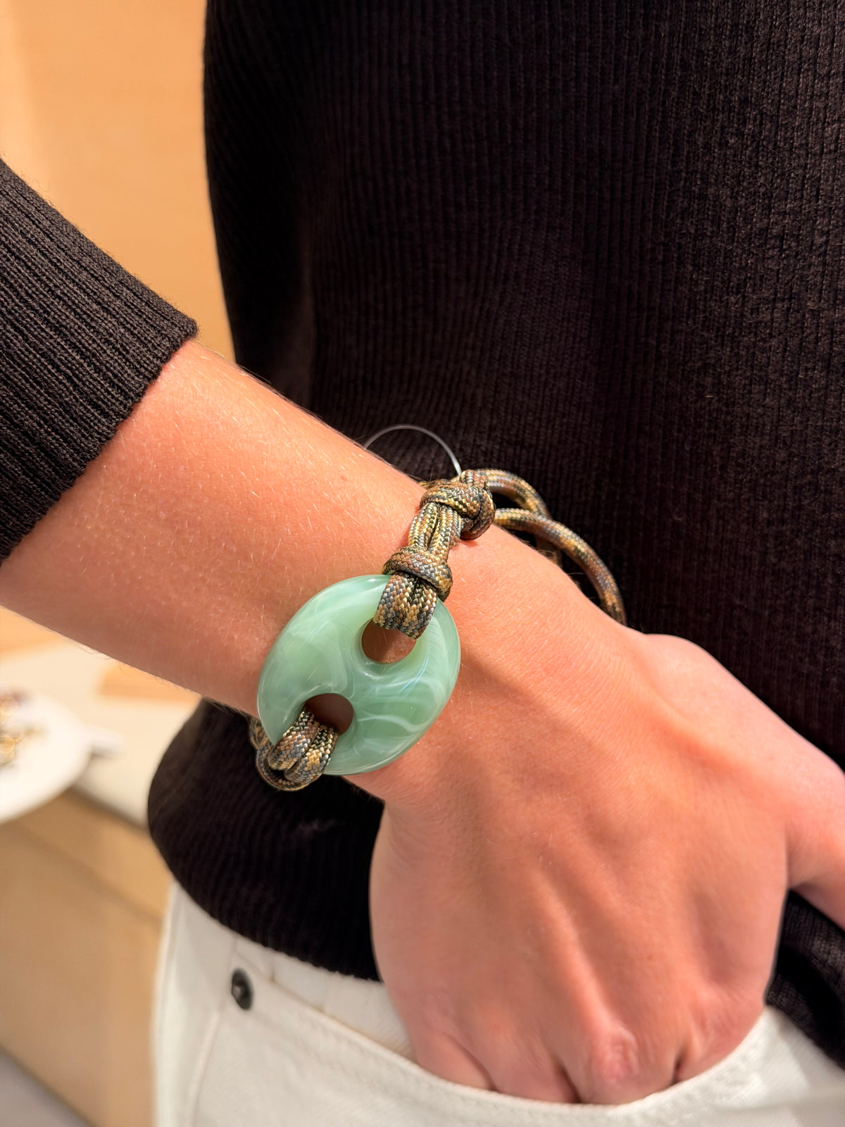 Armband Nilu M Aqua Khaki