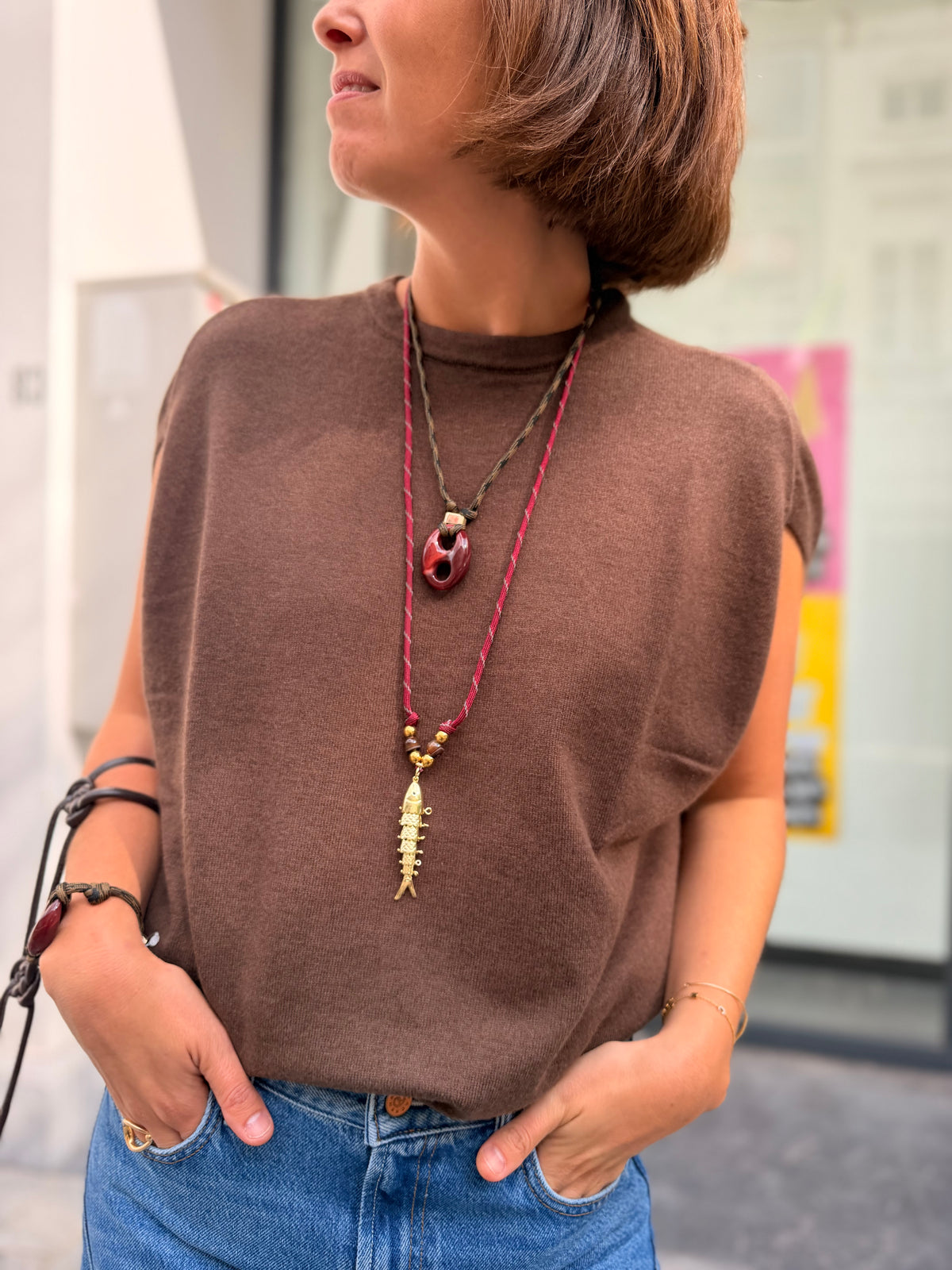 Halsketting Nilu Bordeaux Bruin