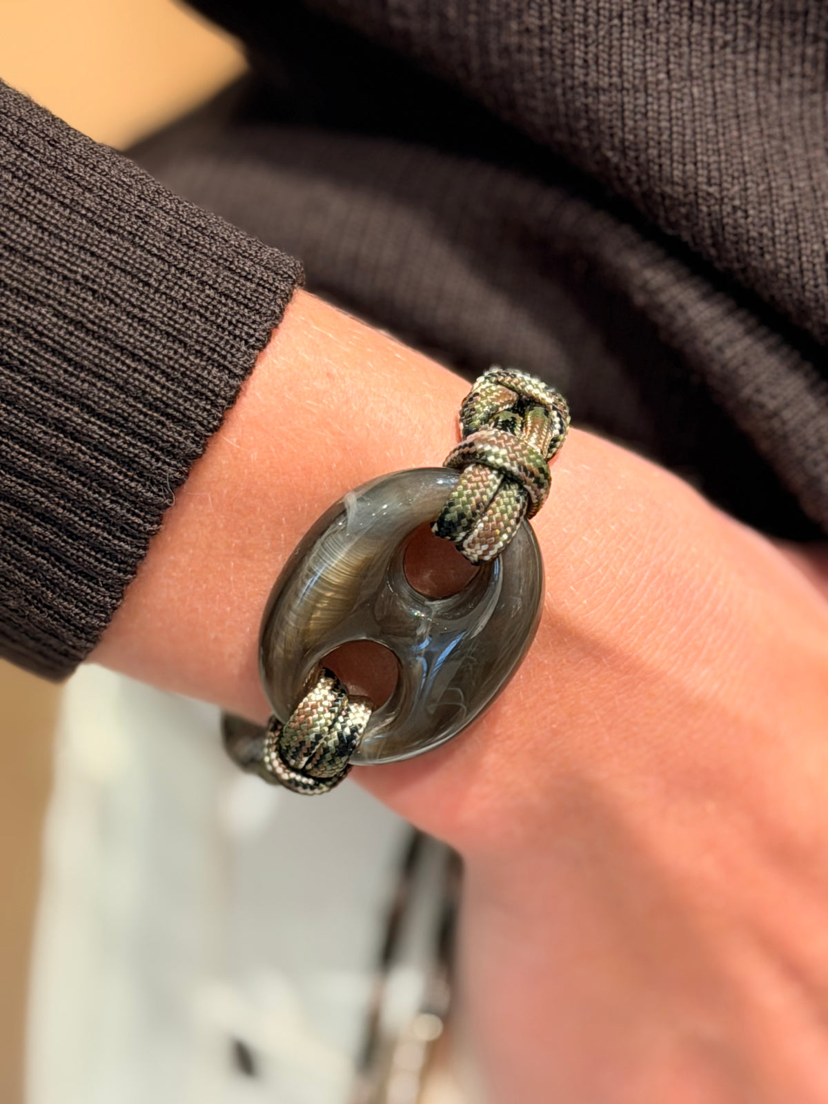 Armband Nilu M Bordeaux Multi Khaki