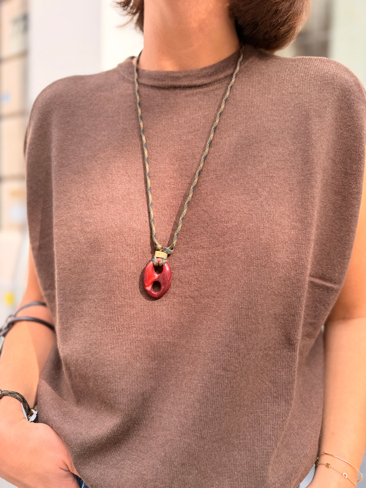 Halsketting Nilu Bordeaux Bruin