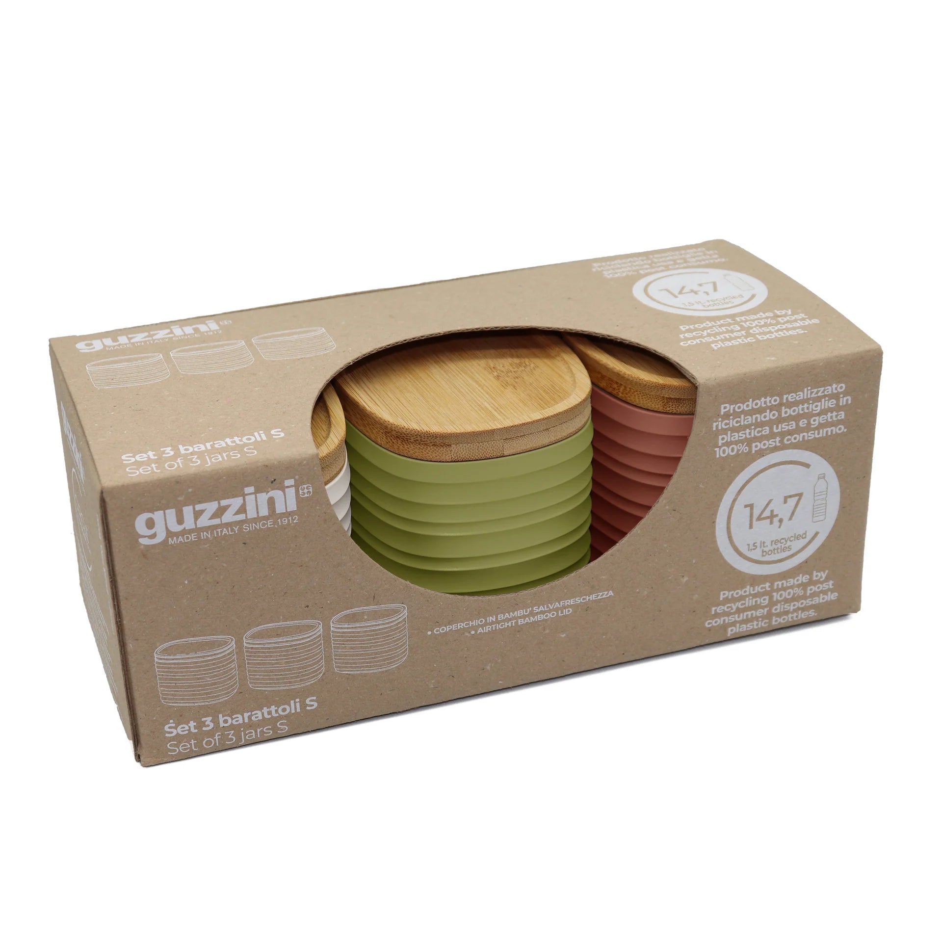 Bewaardozen Tierra Guzzini met Bamboe Deksel S Set 3 Mix