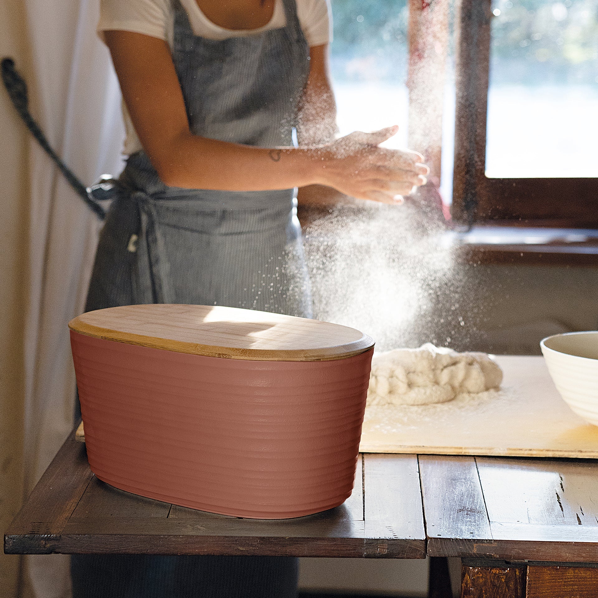 Broodbox Tierra Guzzini met Bamboe deksel Terracotta