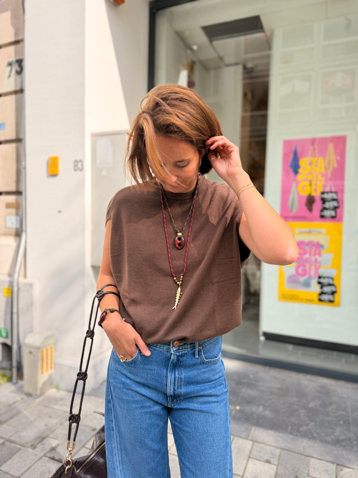 Halsketting Nilu Bordeaux Bruin