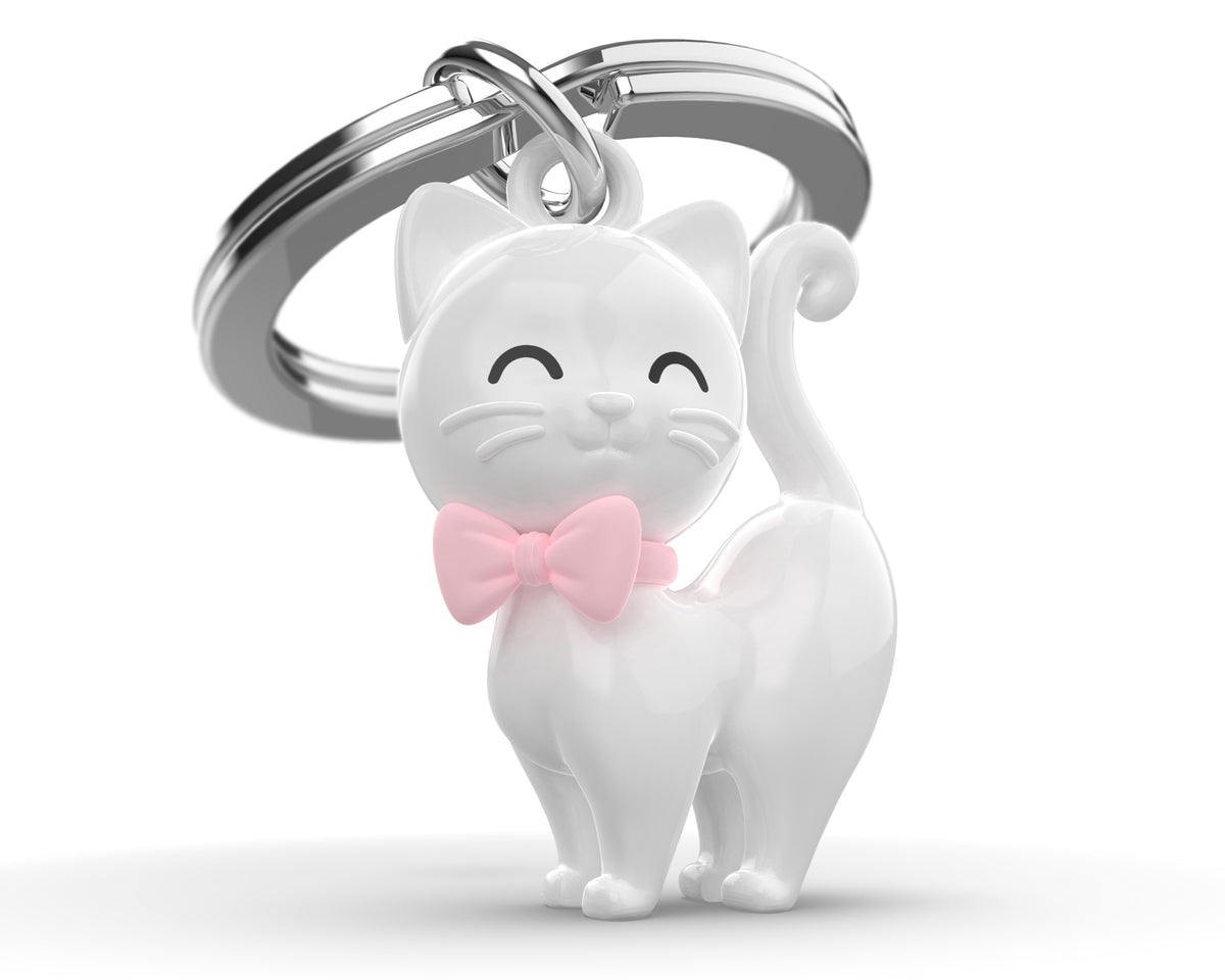 Sleutelhanger Animal Collection White Cat with Bowtie