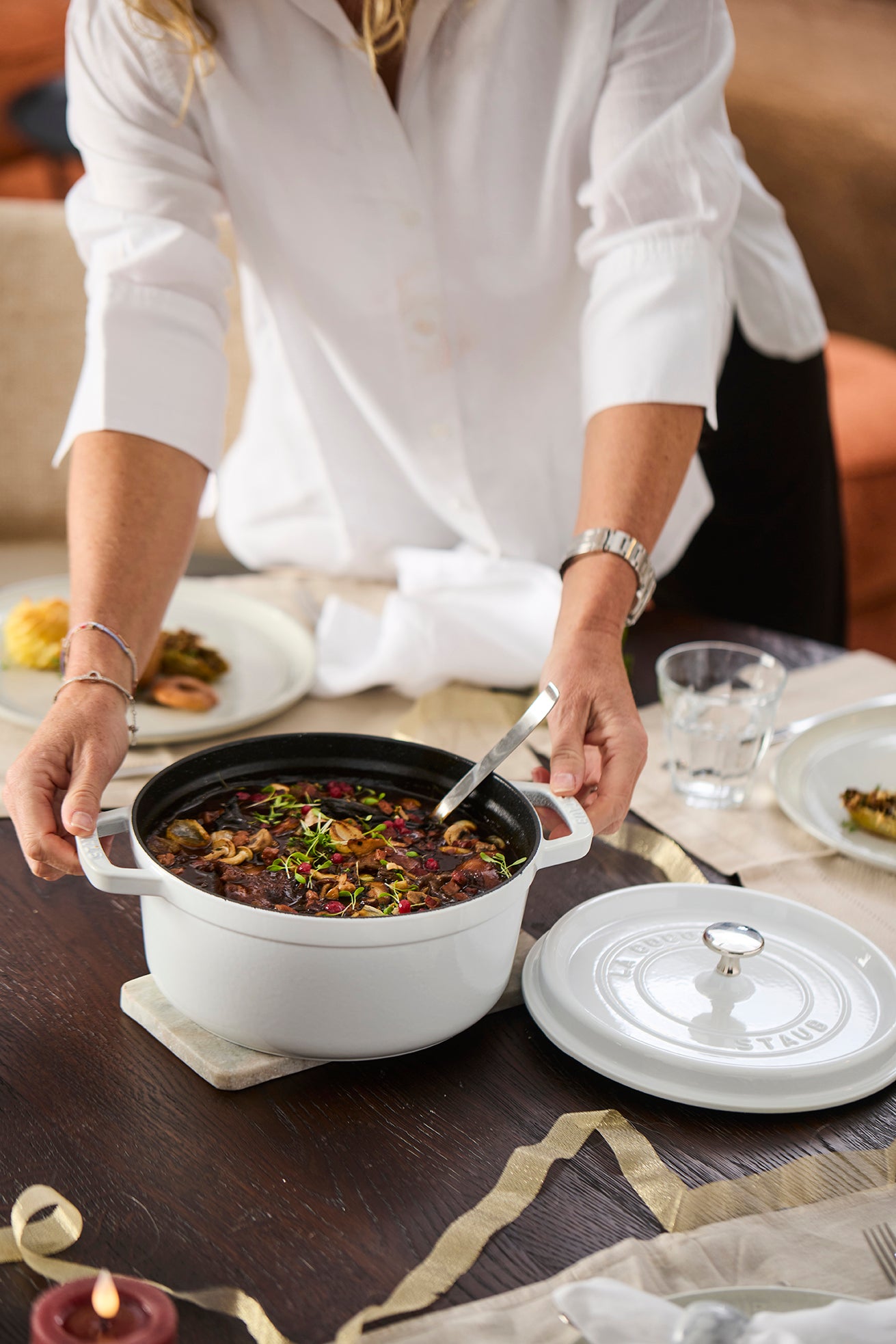 Cocotte Staub Rond 24cm White BLACK FRIDAY