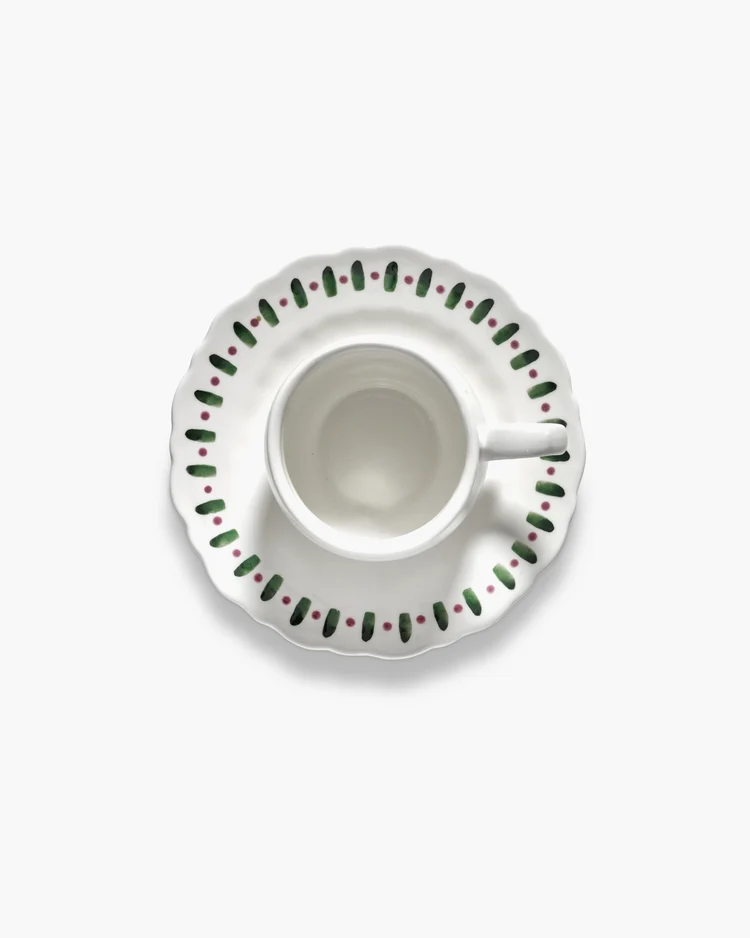 Koffiekop en Schotel Charly Cappuccino Bordeaux Green