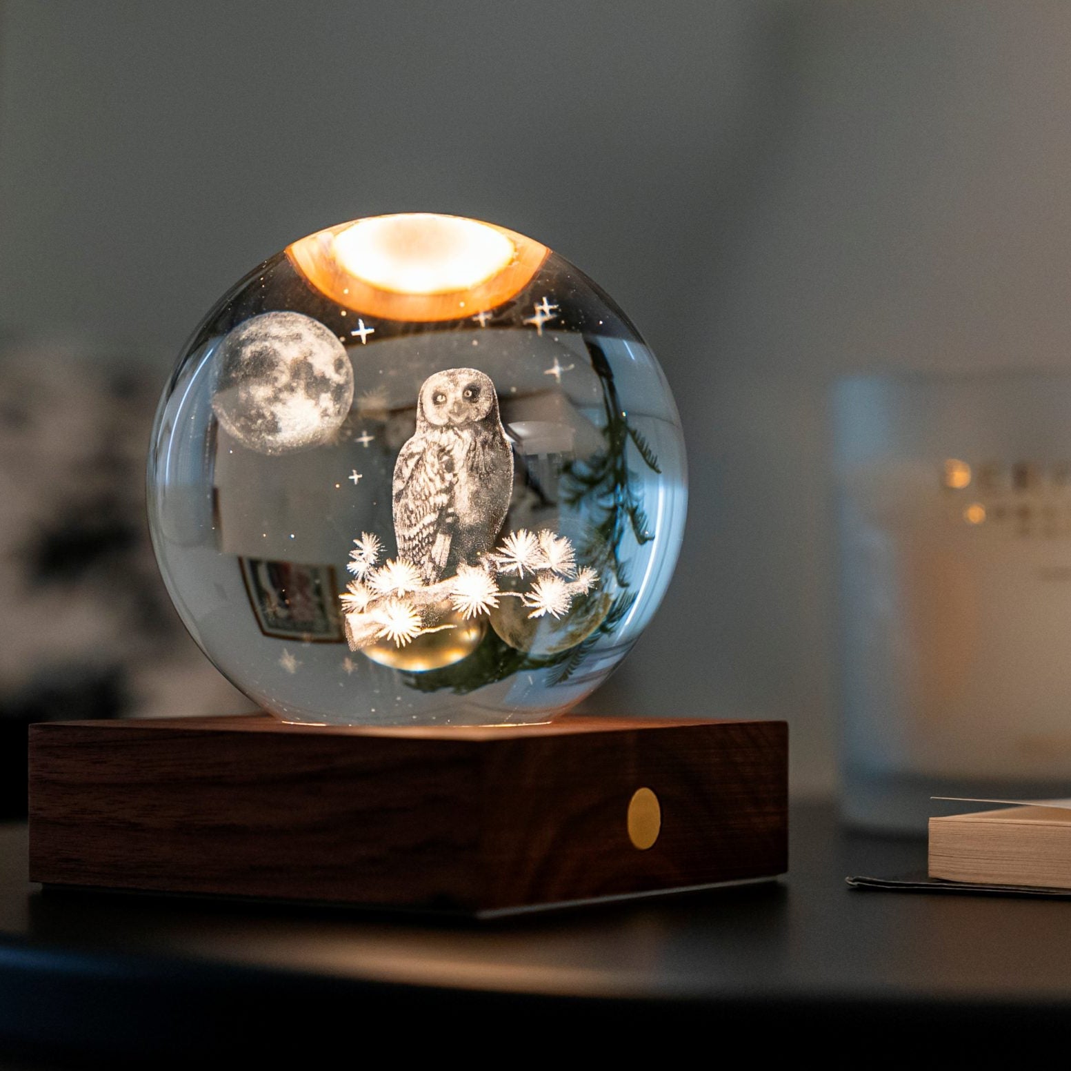 Lamp Gingko Amber Crystal Uil