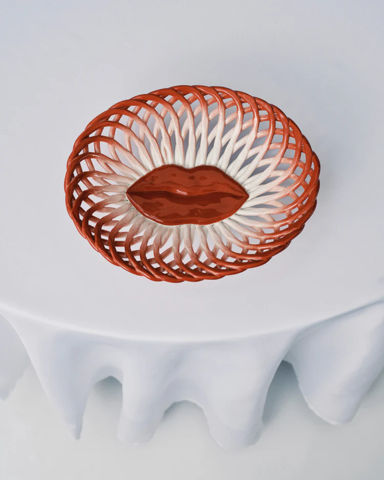 Mandje Lips Salvador Basket L27 B22 H7 cm Wit - Rood