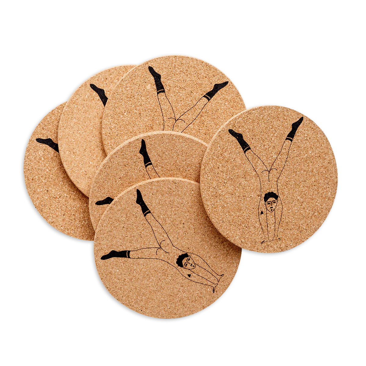 Glas Onderzetter Kurk Y Man Set 6