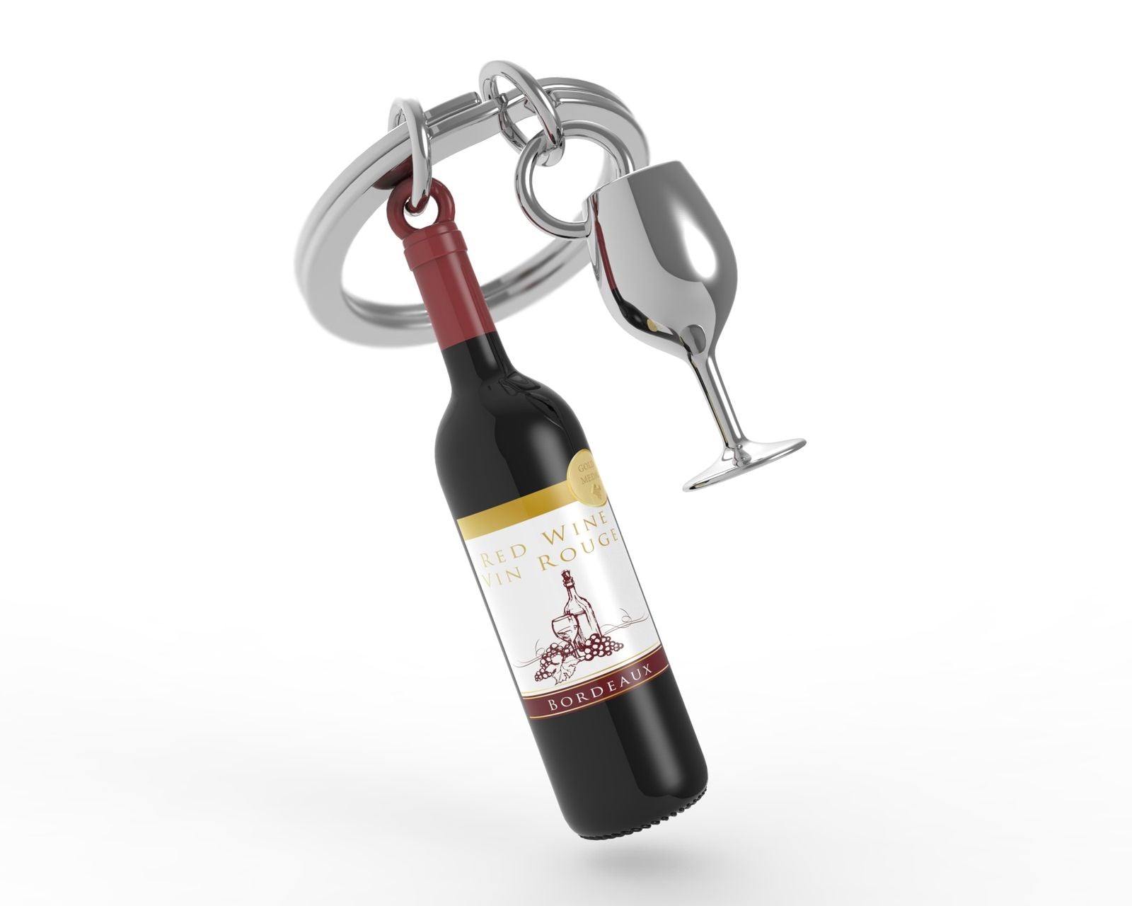 Sleutelhanger Foodie Collection Red Wine Bottle with Glass